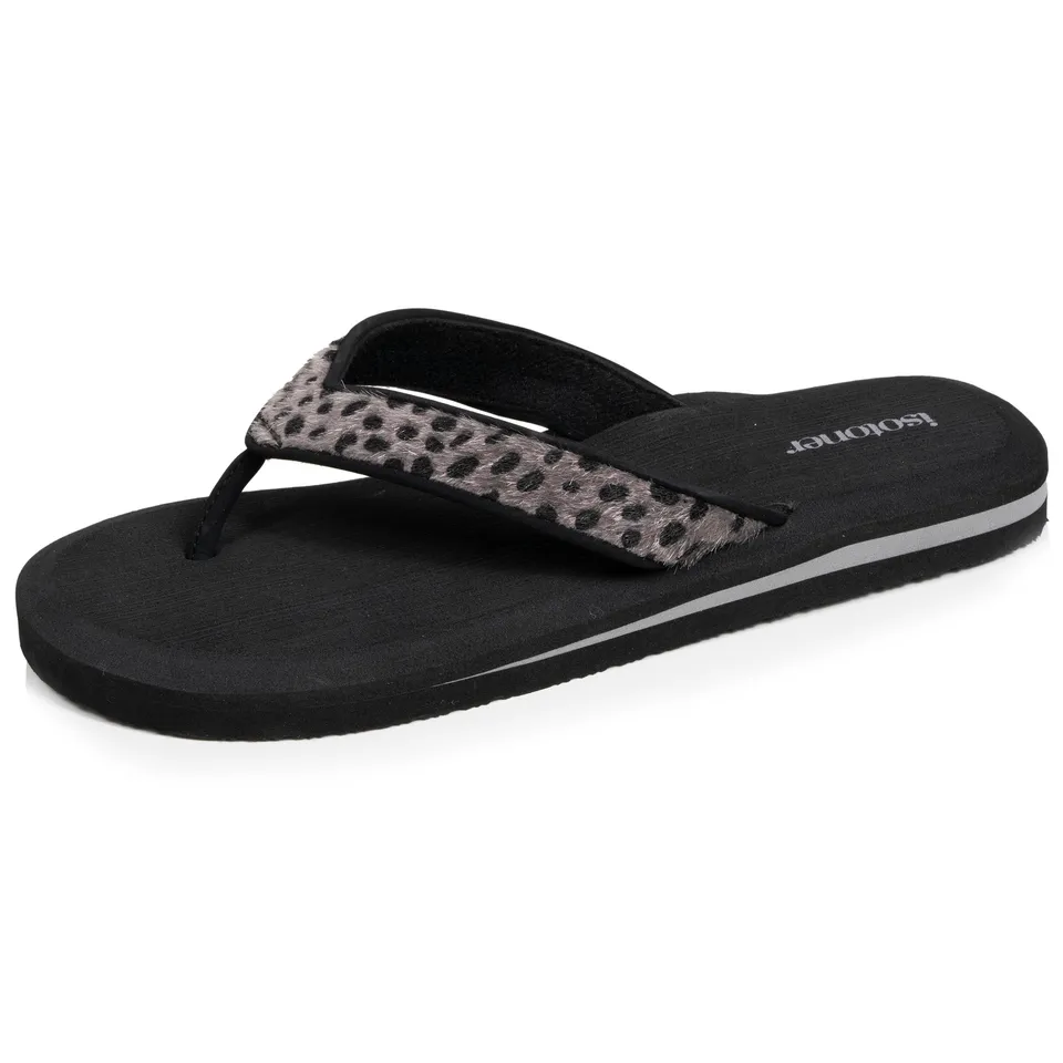 isotoner-tongs-femme-yoga-jungle-l-opard-noir image 1