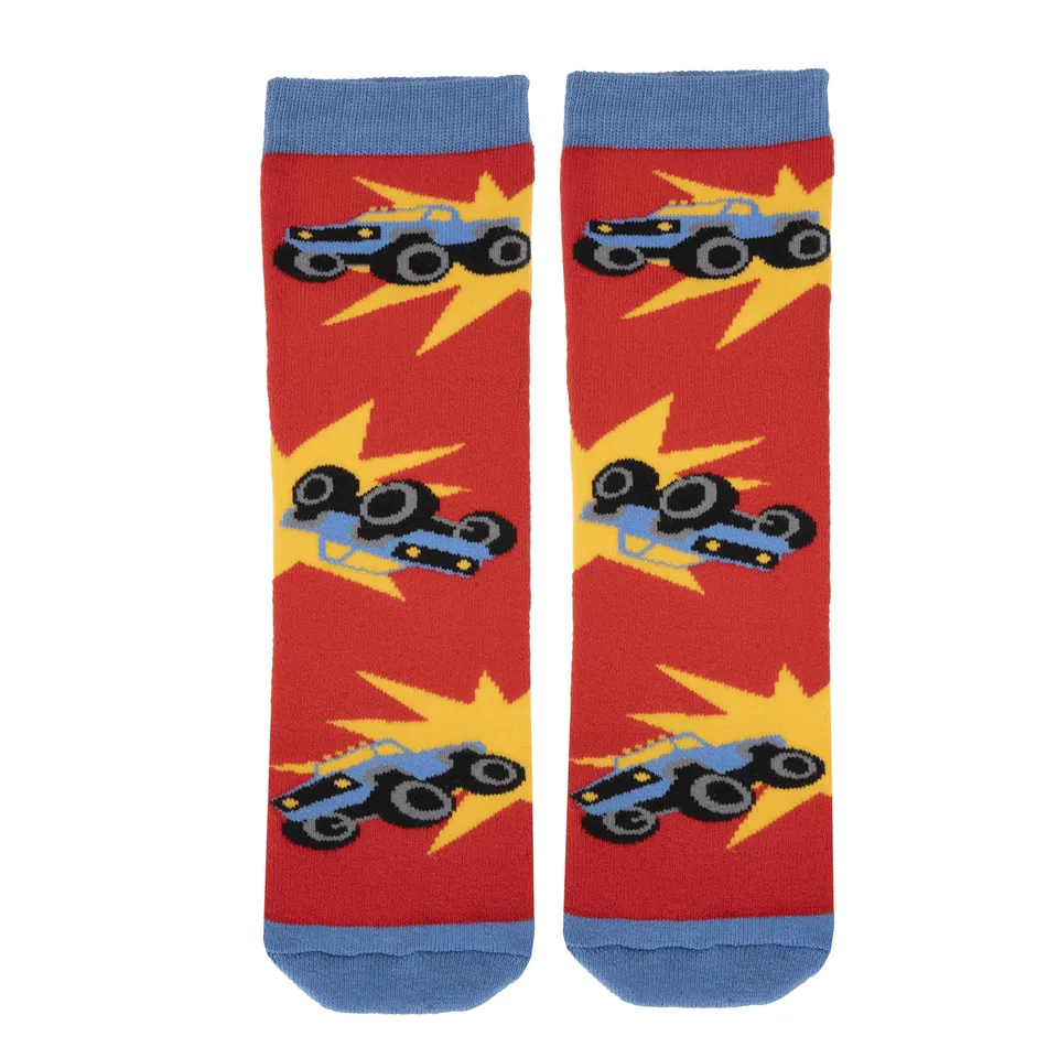 isotoner-chaussettes-antid-rapantes-enfant-rouge-5-8-ans-motif-voiture image 1
