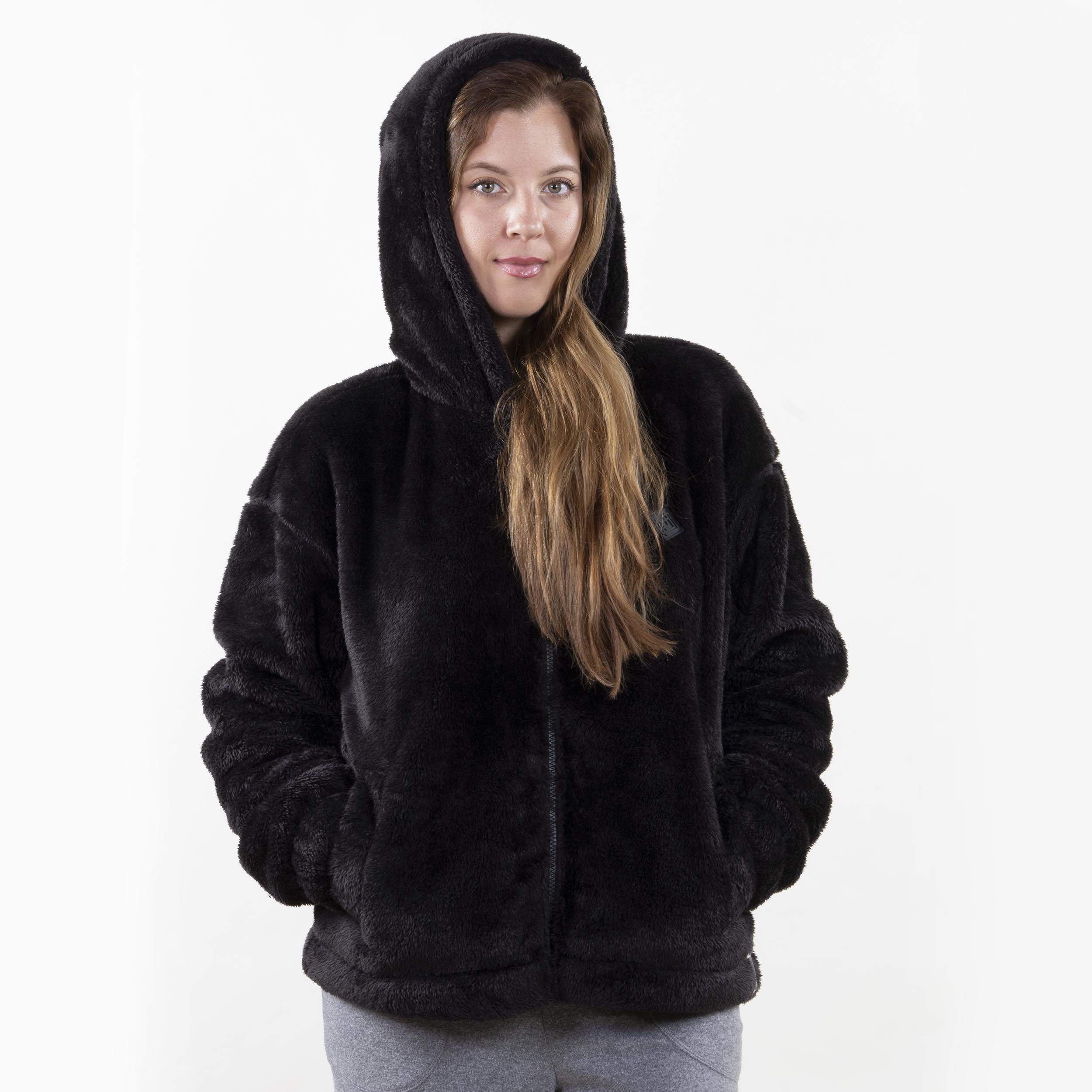 isotoner-veste-imitation-fourrure-femme-noir-capuche image 4