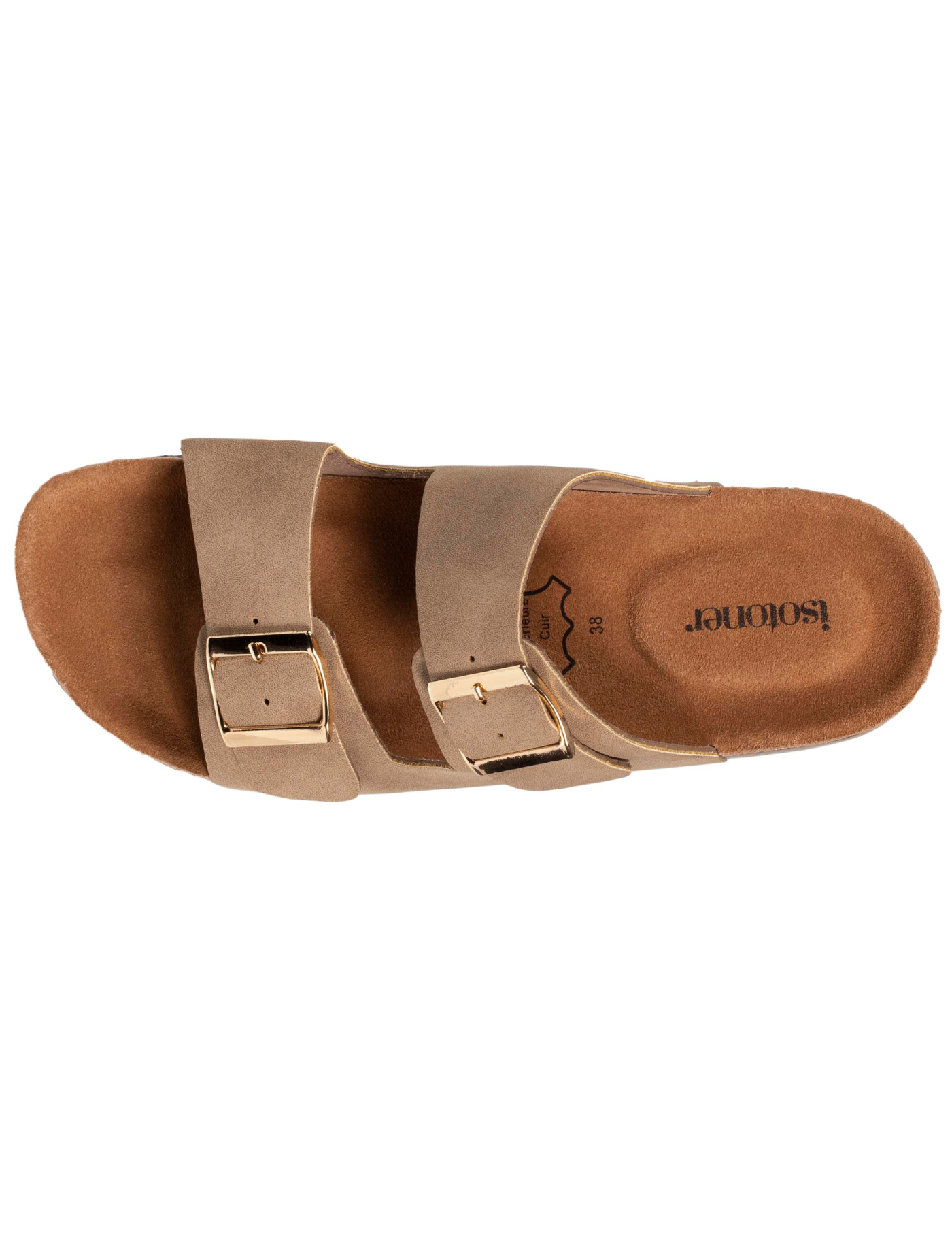 isotoner-mules-sandales-femme-double-bride-taupe image 7