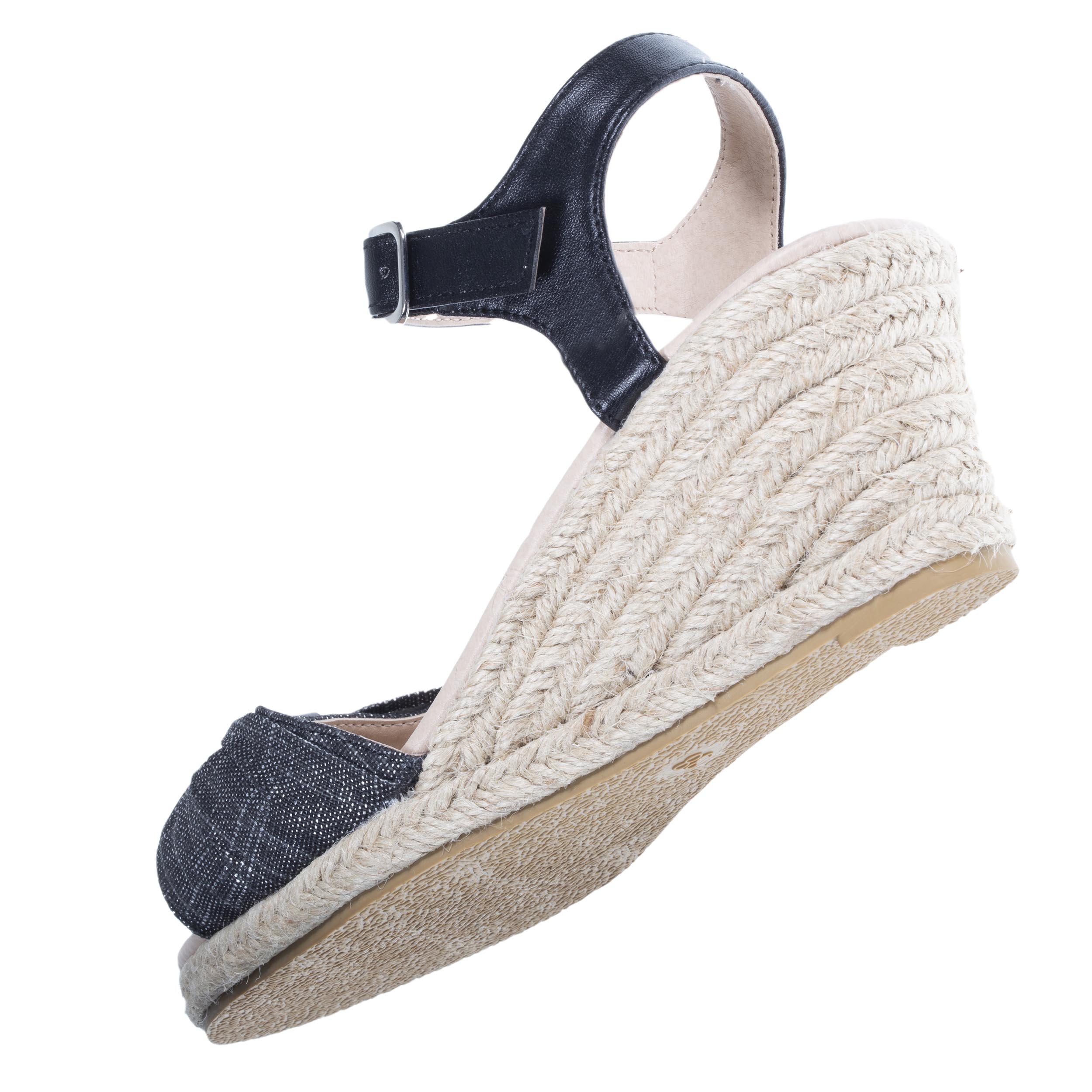 isotoner-espadrilles-femme-ouverte-talon-corde-6-cm-noir image 5