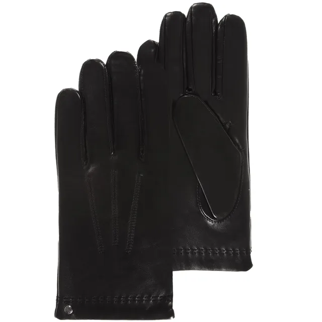 isotoner-gants-homme-cuir-cachemire-soie-noir image 1