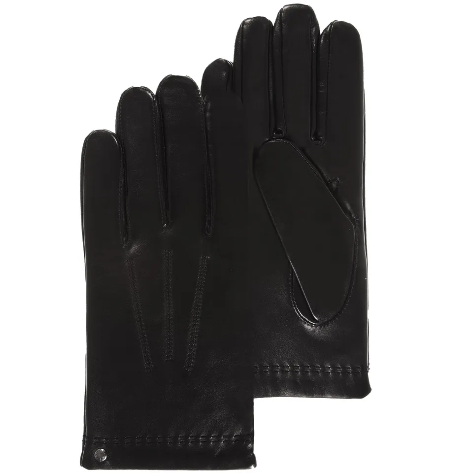 isotoner-gants-homme-cuir-cachemire-soie-noir image 1