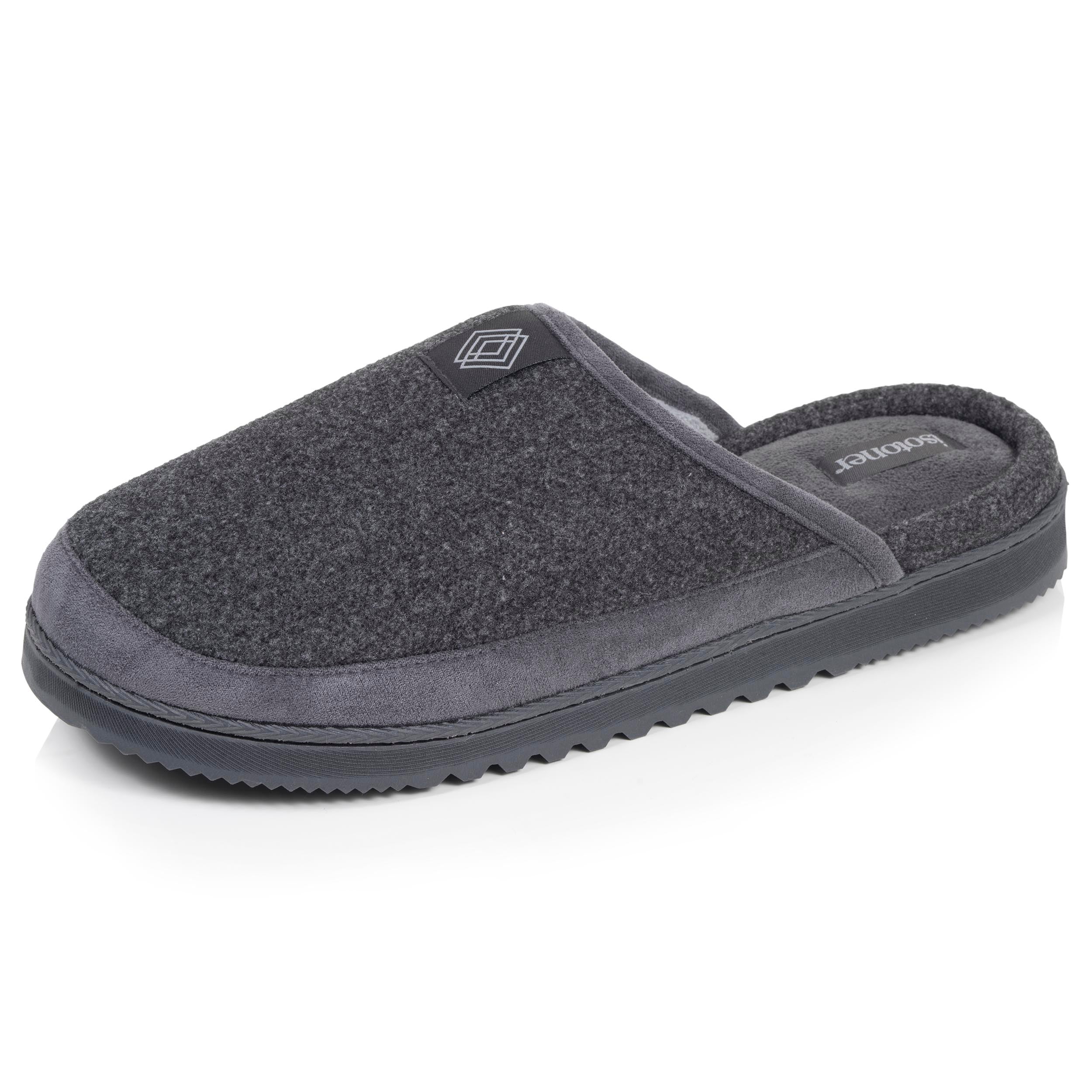 isotoner-chaussons-mules-homme-gris-semelle-crant-e image 1