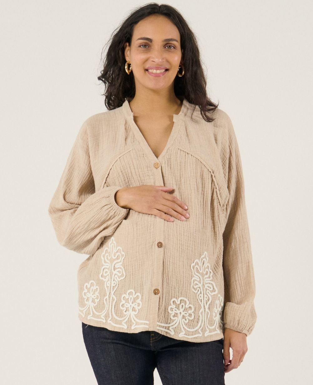 cache-c-ur-sarah-blouse-et-chemise-d-allaitement-beige image 2
