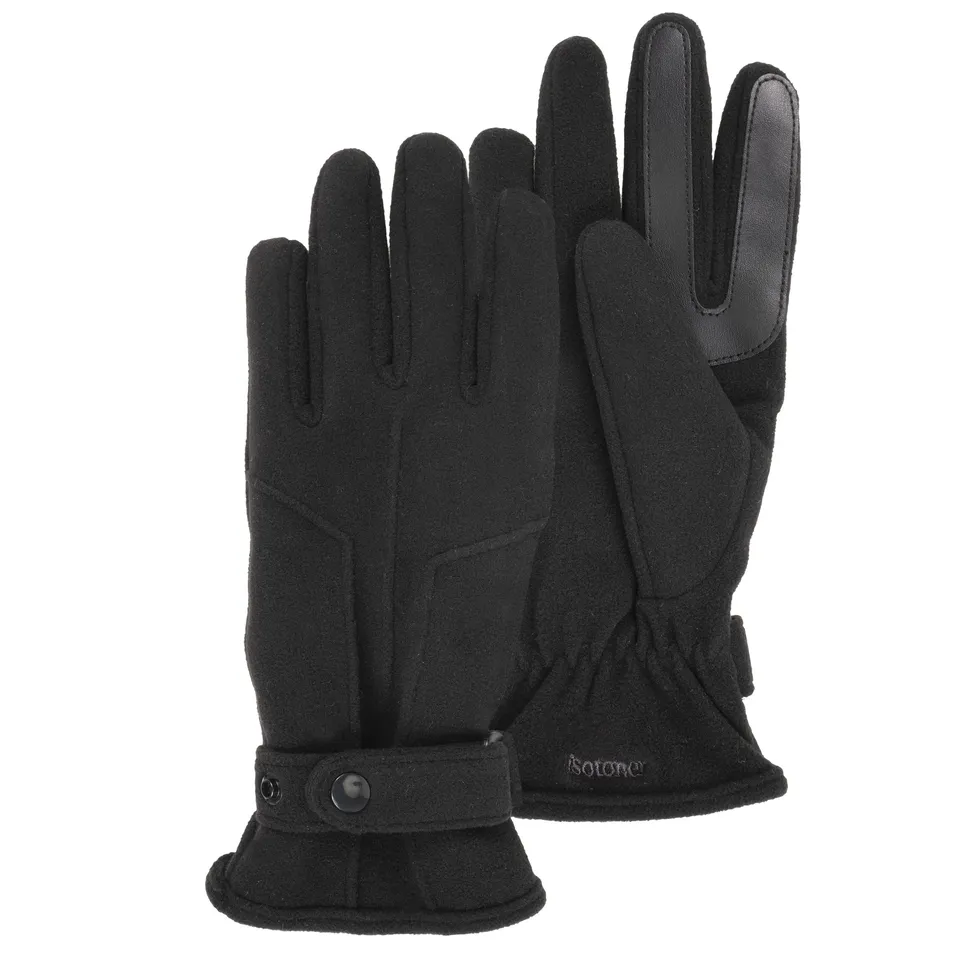 isotoner-gants-homme-noir-polaire-recycl-e-tactiles-smartouch image 1