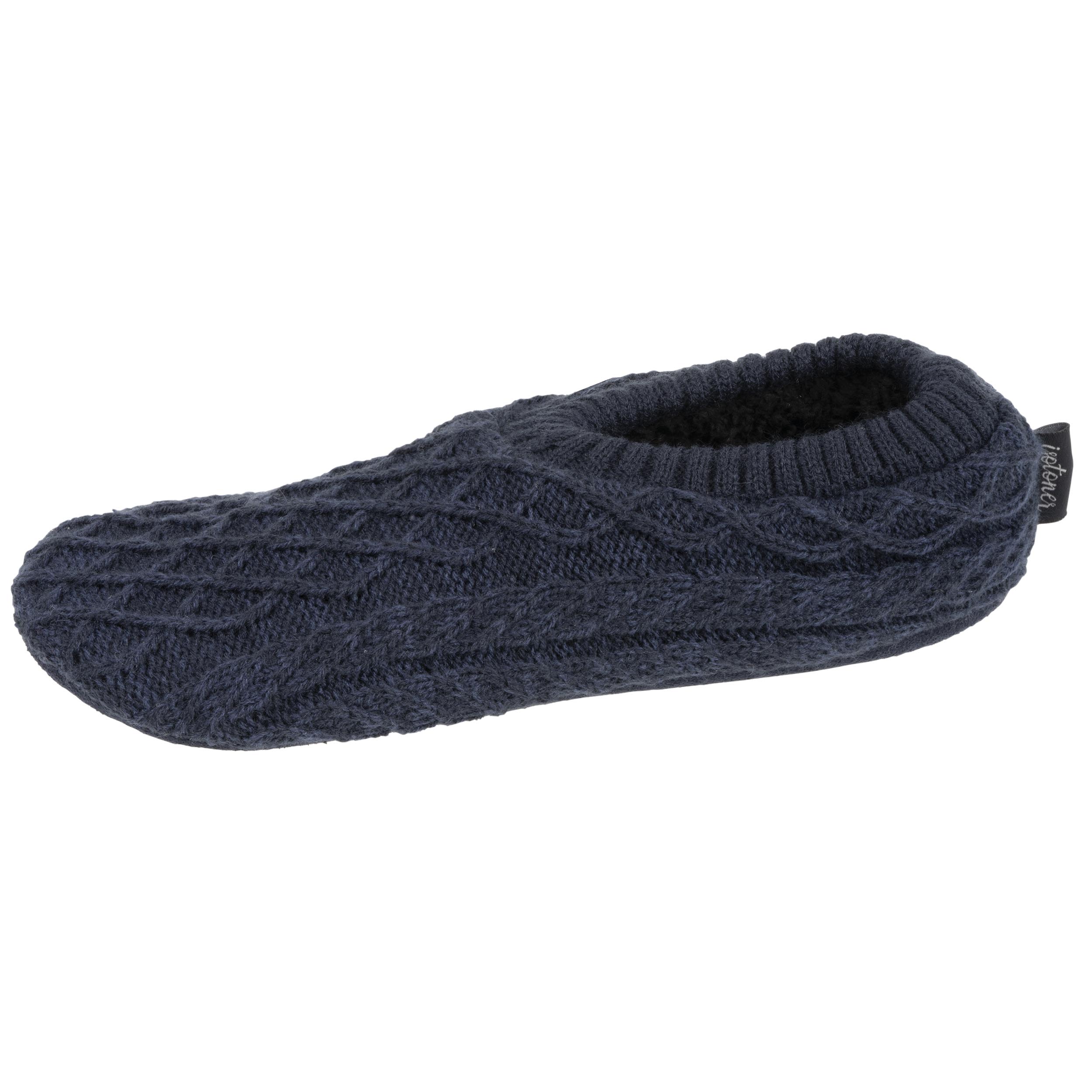 isotoner-chaussettes-chaussons-homme-maille-marine-chin-sherpa image 1