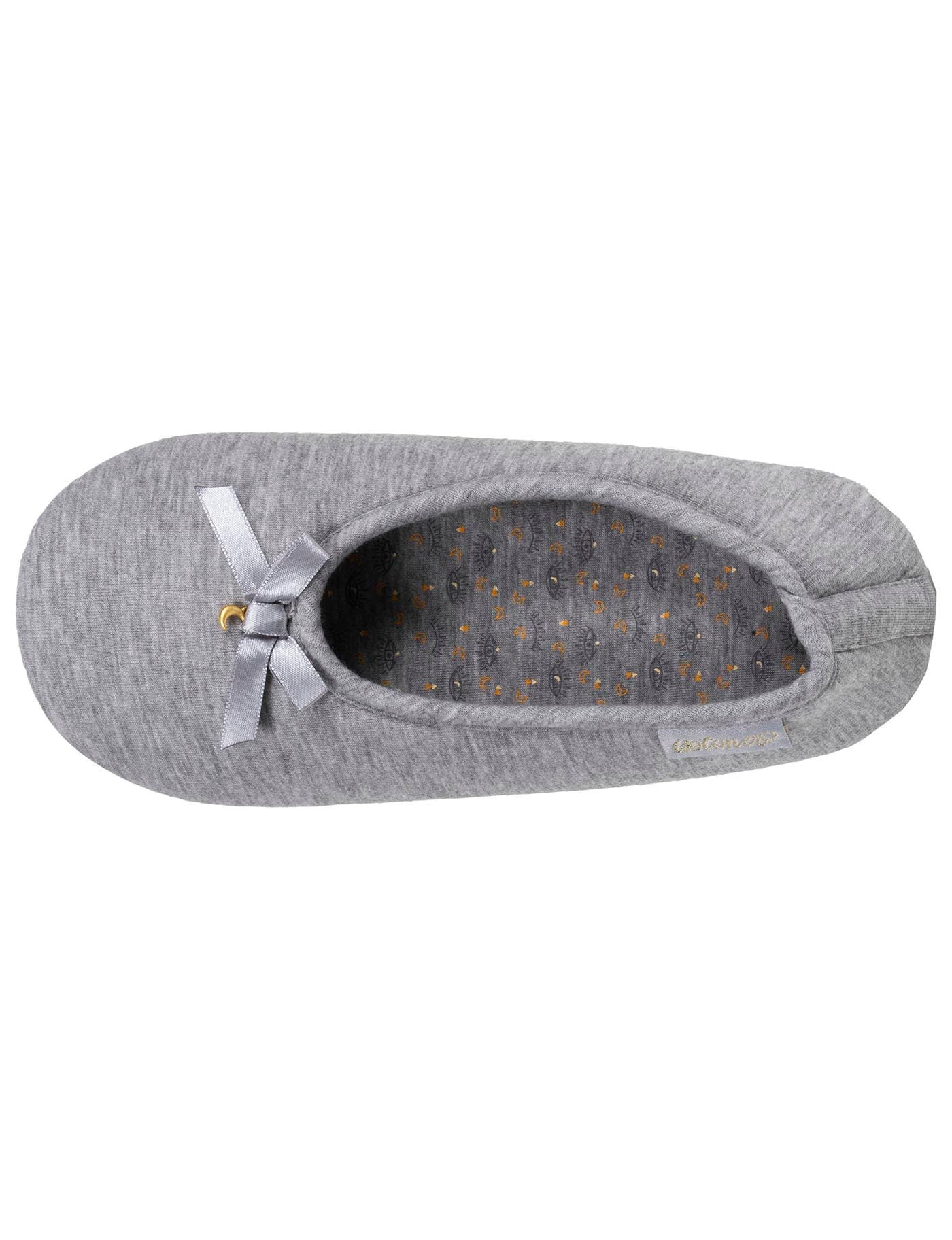 isotoner-chaussons-ballerines-femme-gris-n-ud-satin image 7