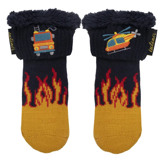 isotoner-chaussettes-fourr-es-gar-on-bleu-canard-antid-rapantes-sherpa image 1