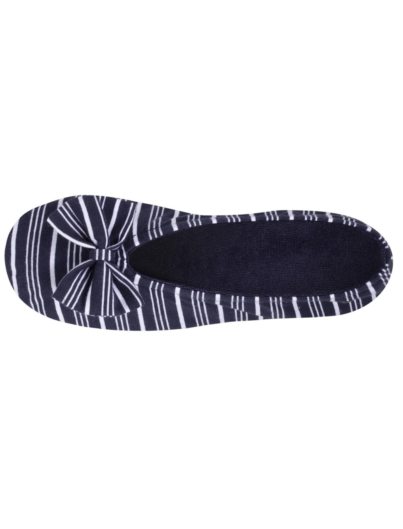 isotoner-chaussons-ballerines-femme-rayures-marines-coton-bio image 7
