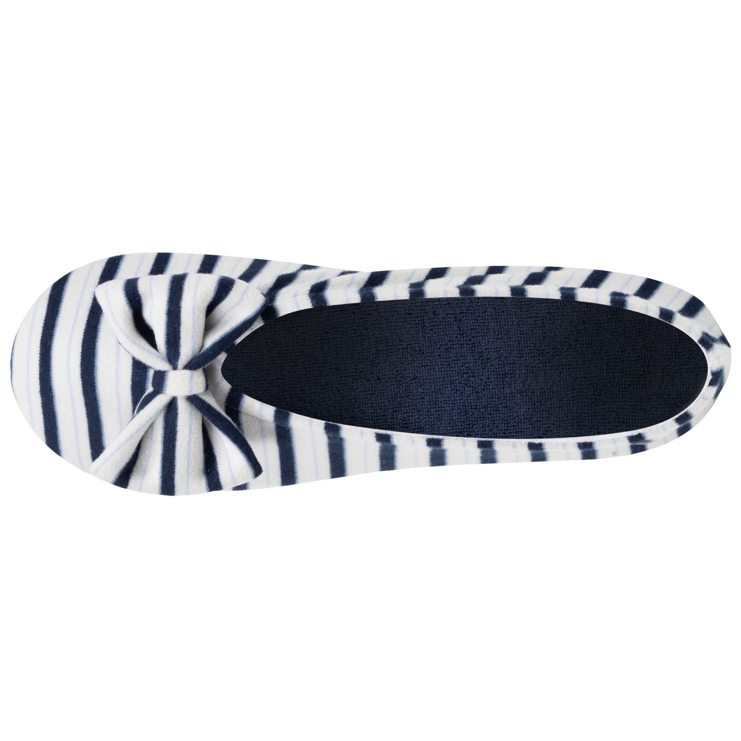 isotoner-chaussons-ballerines-femme-n-ud-rayures-bleues image 3