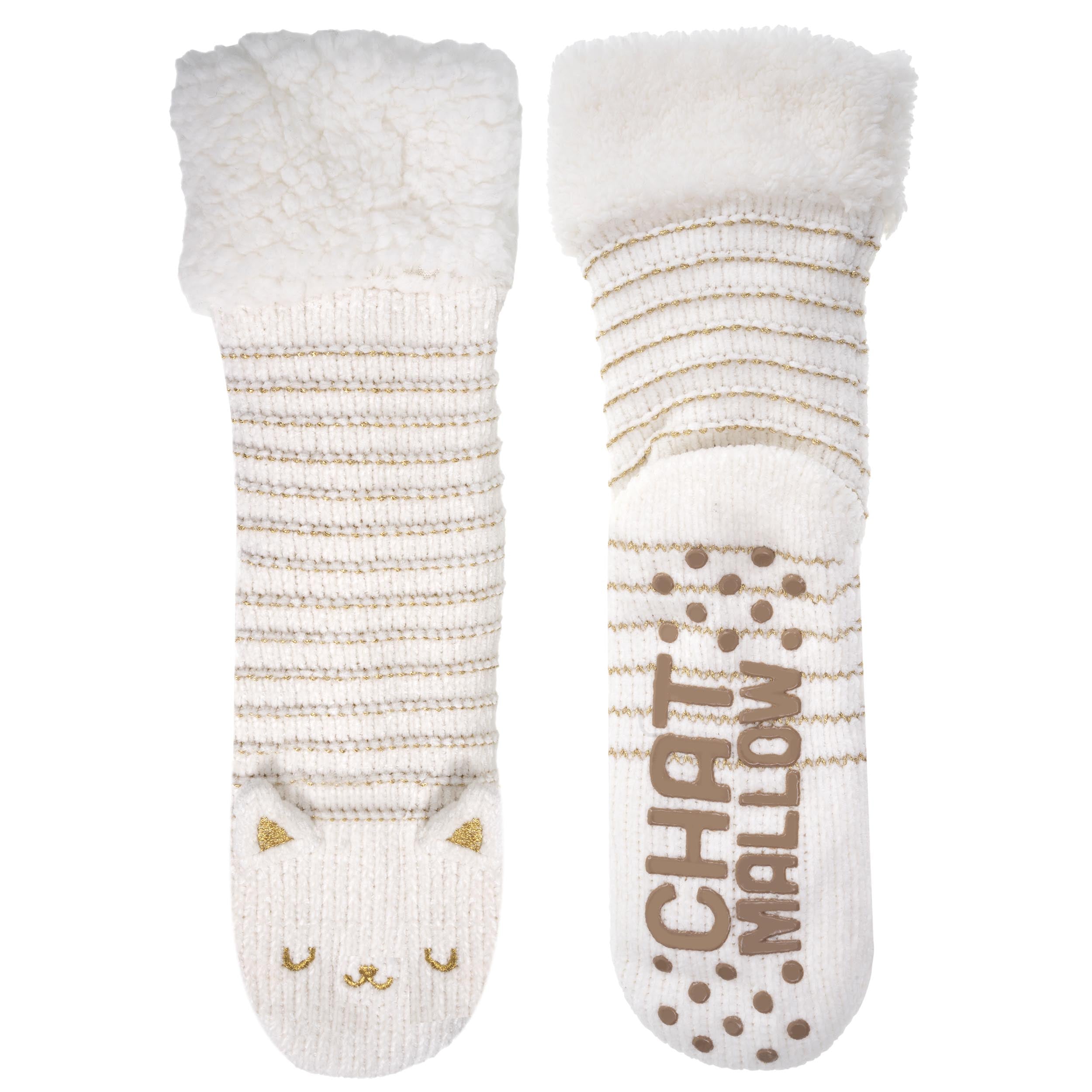 isotoner-chaussettes-fourr-es-femme-chat-ivoire image 2