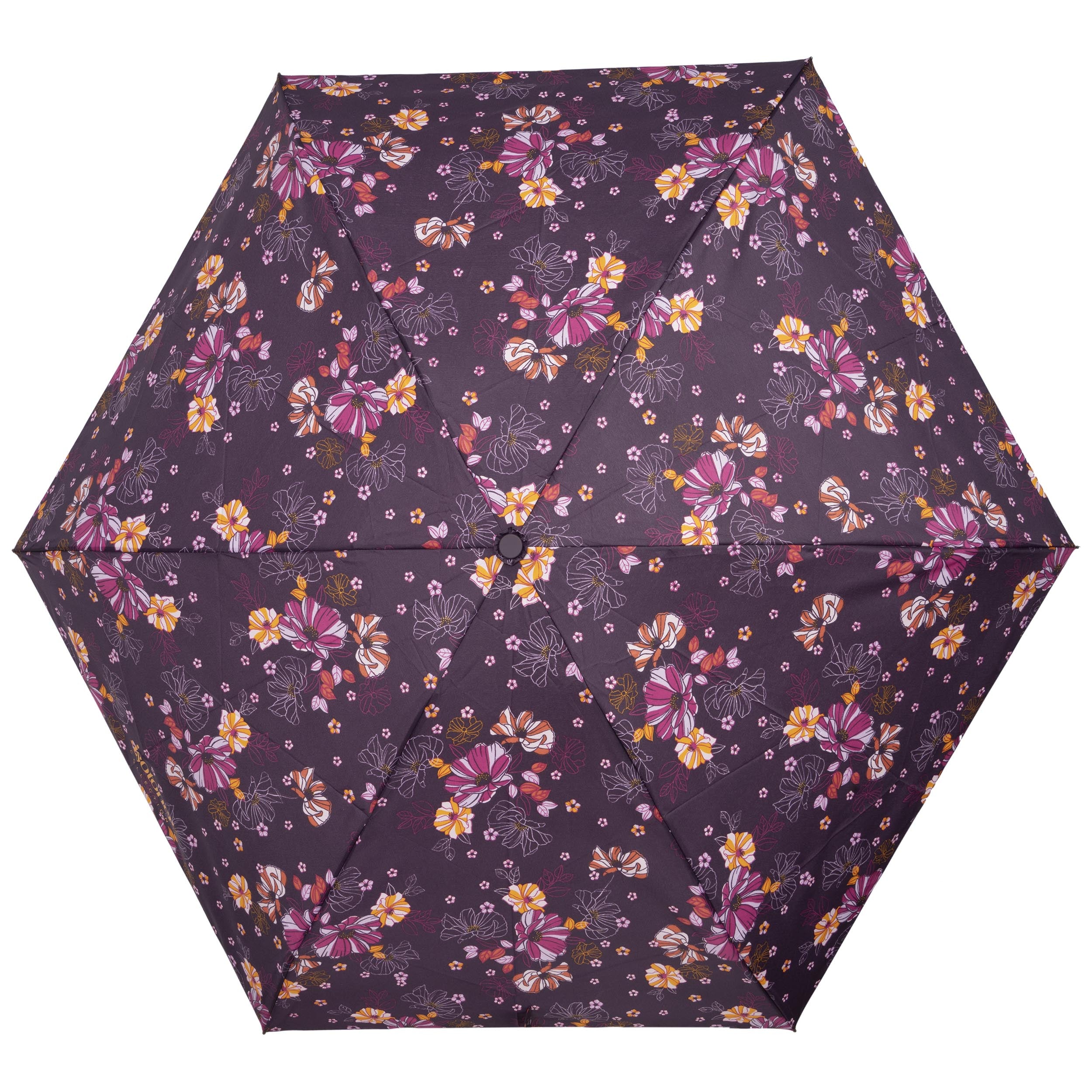 isotoner-parapluie-mini-auto-fleurs-aubergine image 3