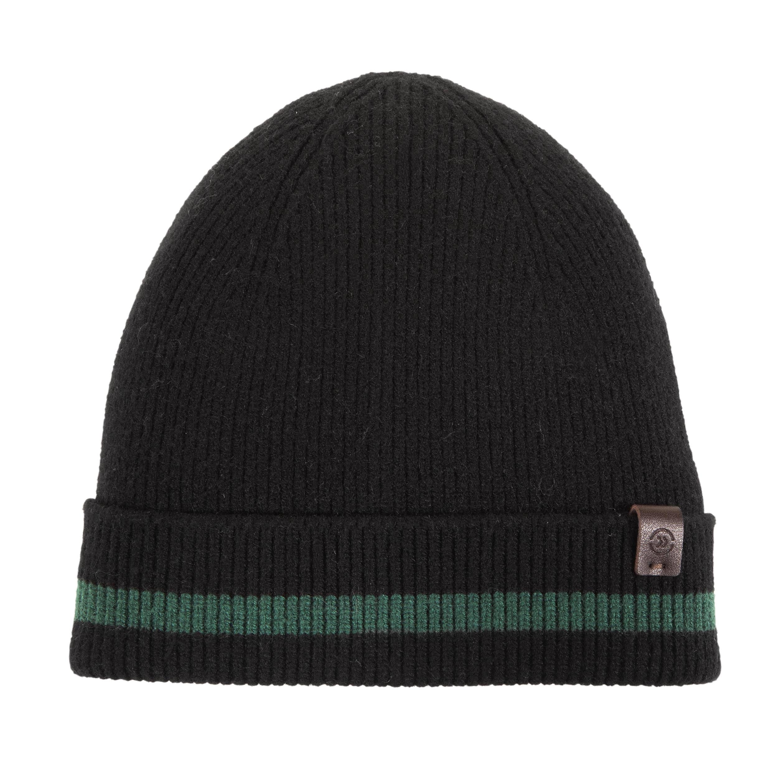 isotoner-bonnet-homme-ultra-doux-noir-liseret-vert-docker-court image 2