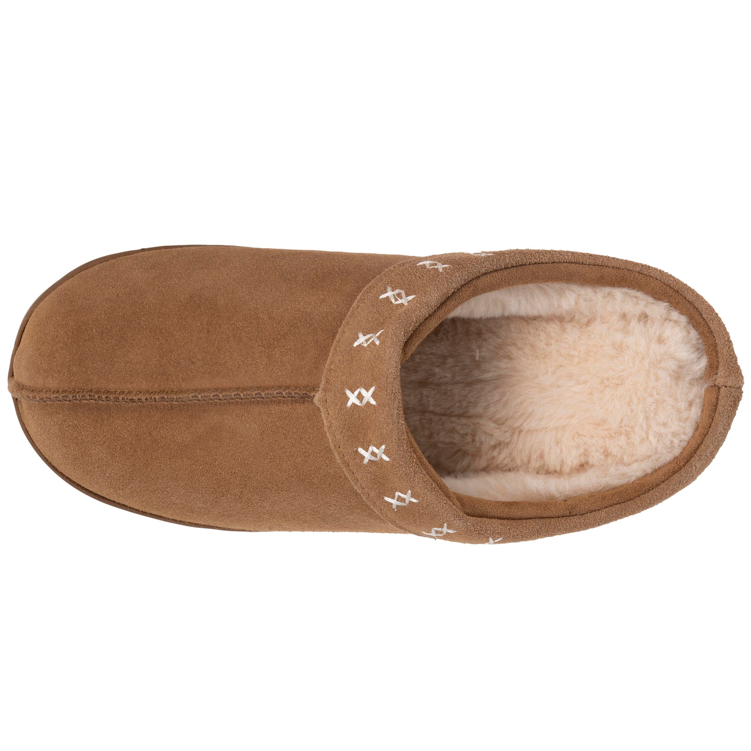 isotoner-chaussons-mules-femme-camel-en-cuir image 3