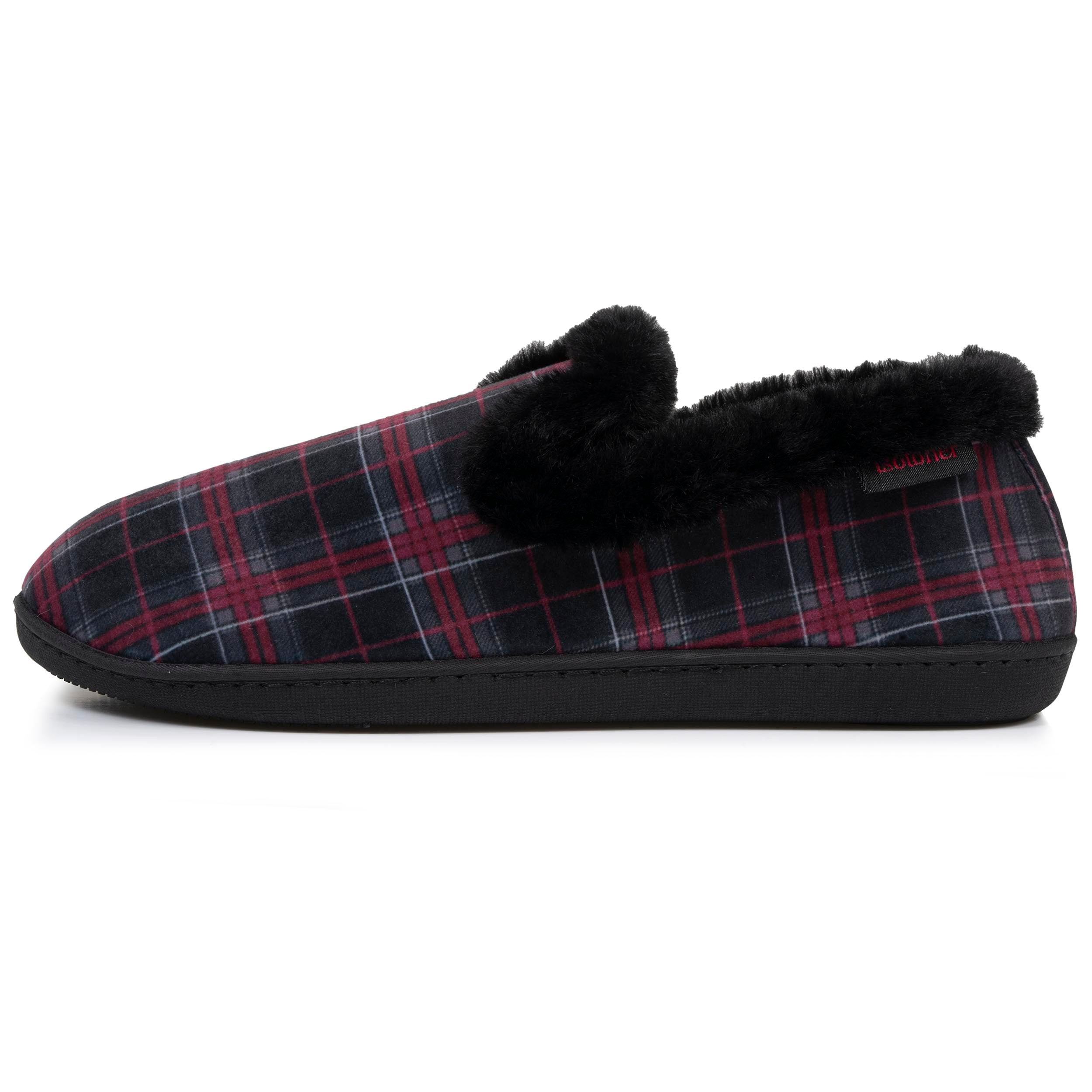 isotoner-chaussons-charentaises-femme-tartan-bordeaux image 3