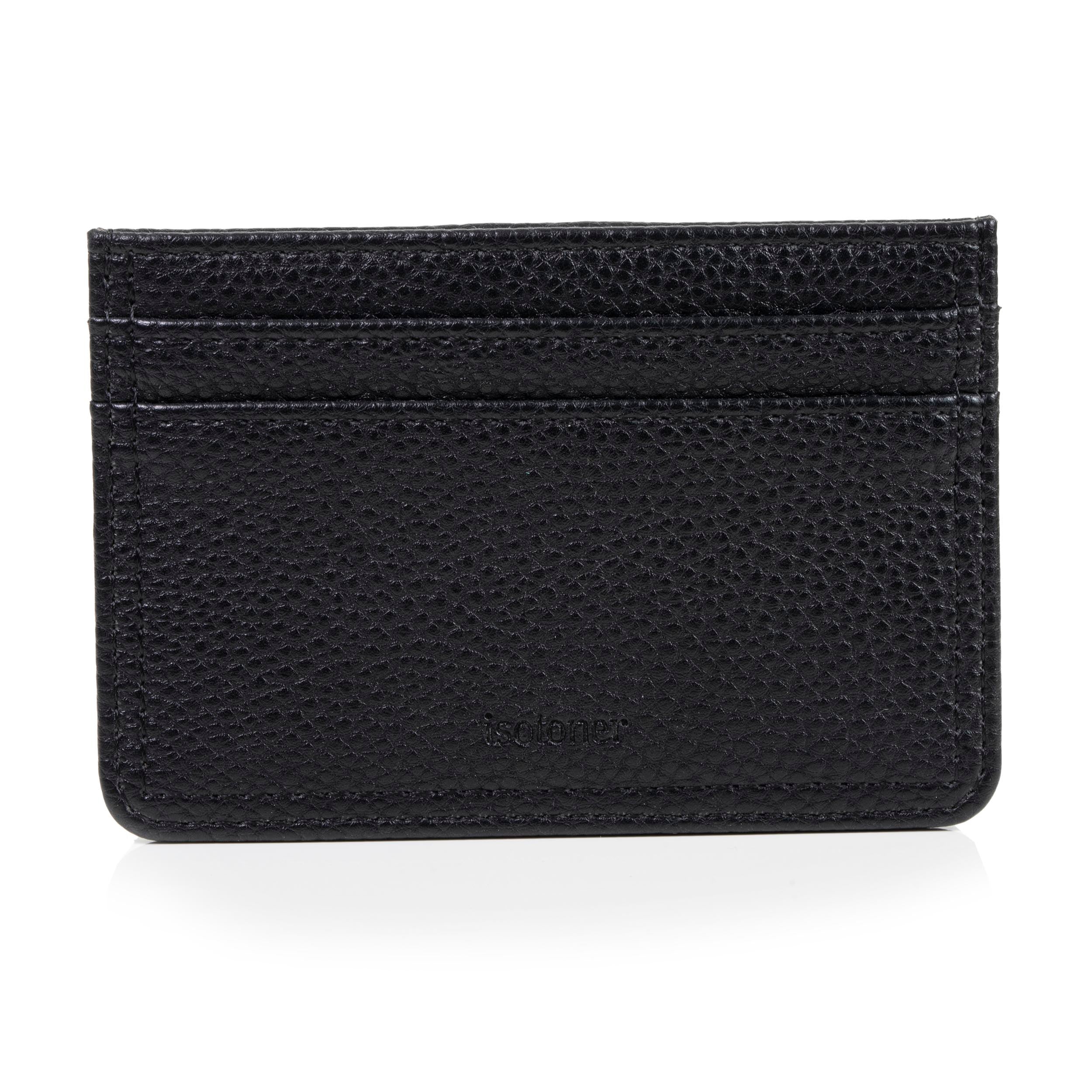 isotoner-porte-cartes-mixte-noir-effet-cuir-grain-anti-rfid image 1