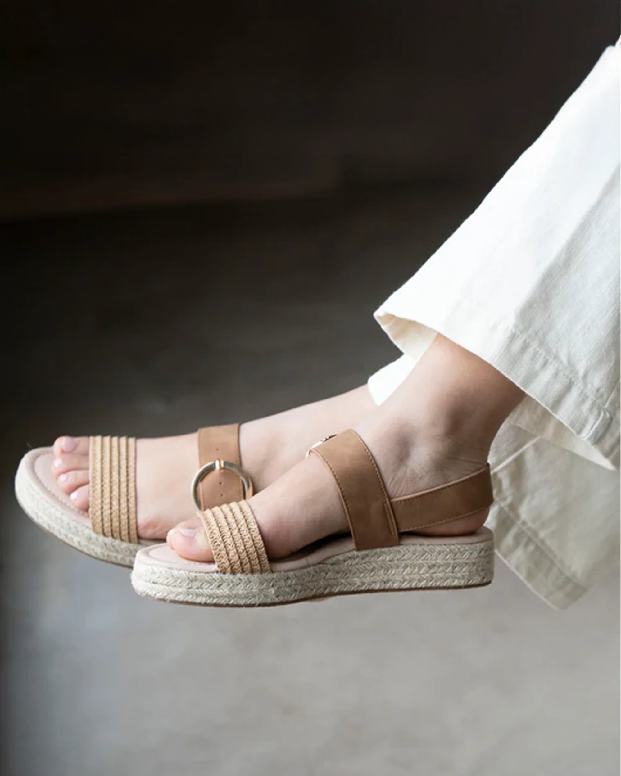 isotoner-sandales-femme-corde-tress-e-camel-m-moire-de-forme image 2