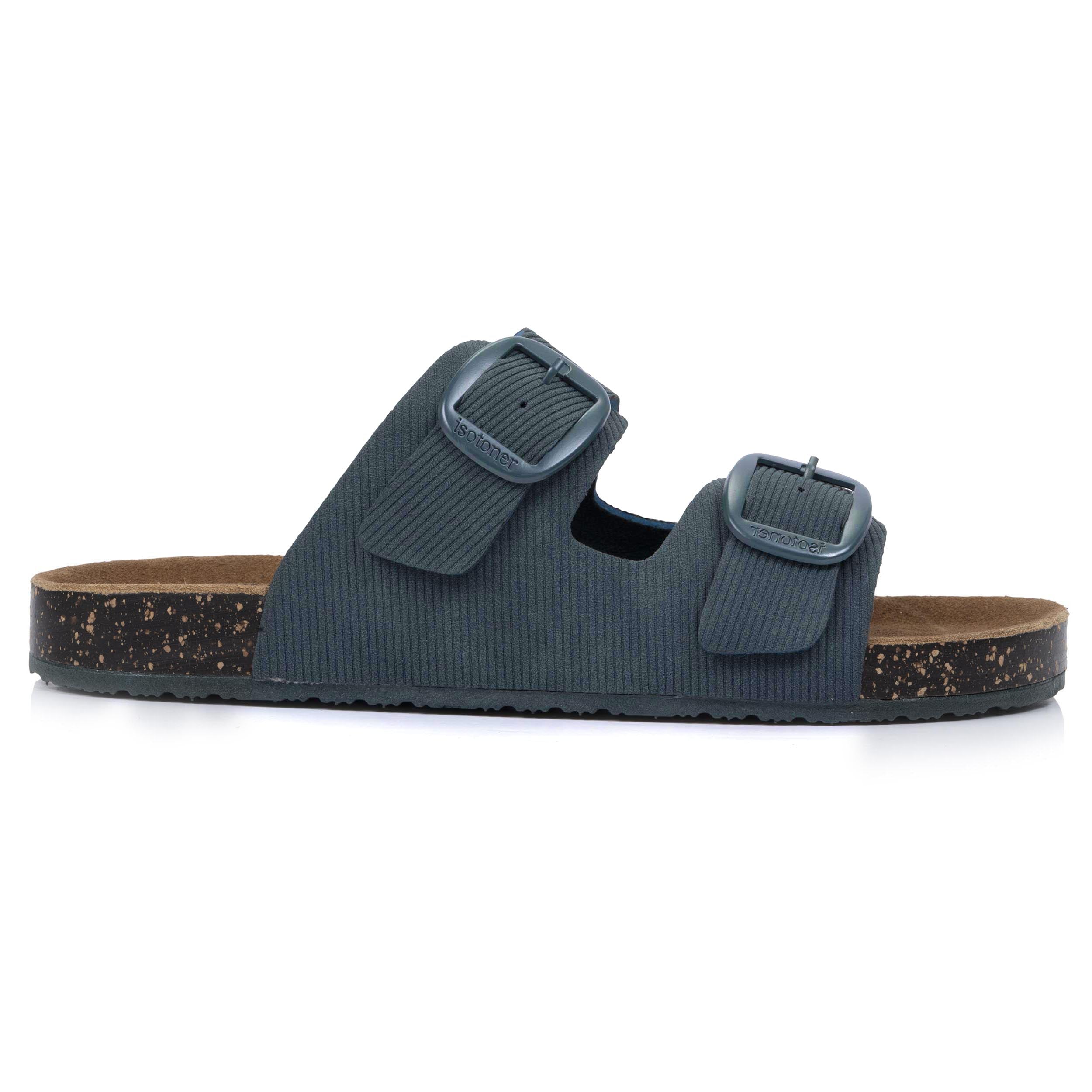 isotoner-mules-sandales-femme-double-bride-bleu-canard image 8