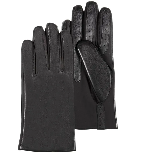 isotoner-gants-femme-tactiles-cuir-de-mouton-noir image 1