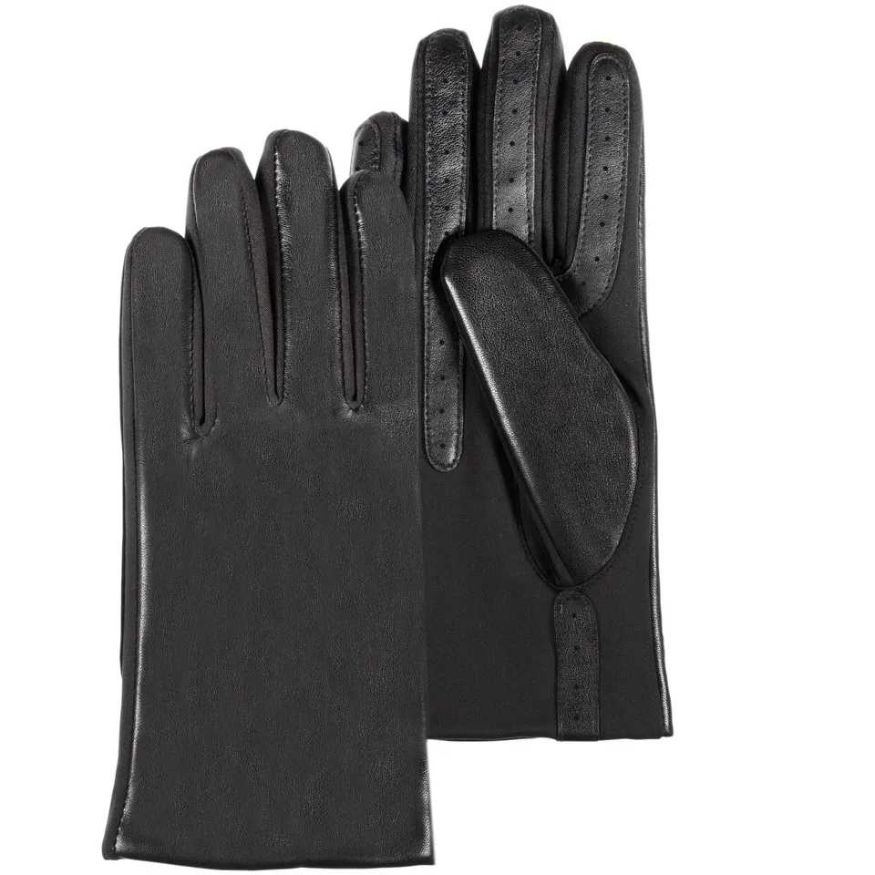 isotoner-gants-femme-tactiles-cuir-de-mouton-noir image 1