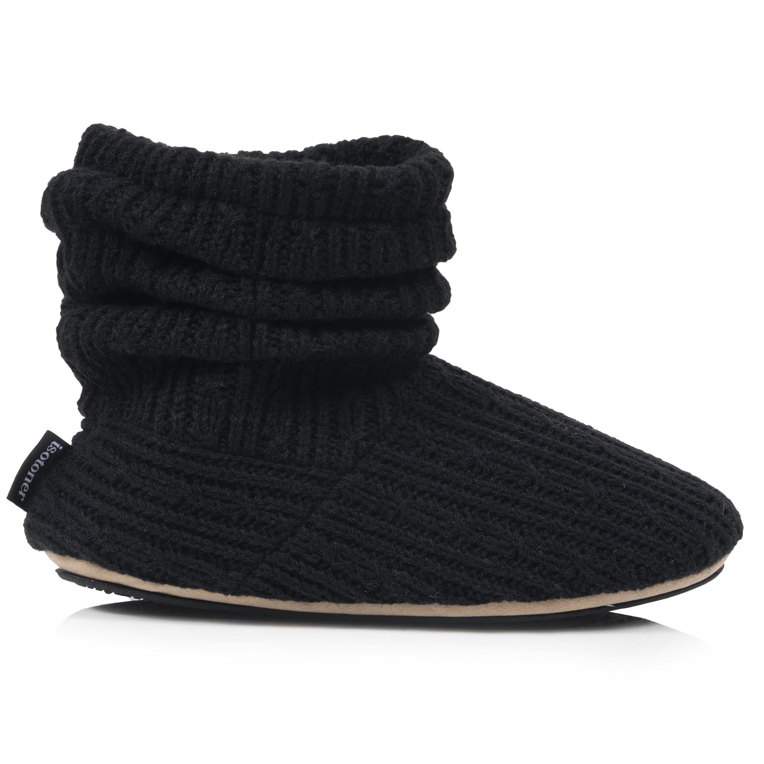 isotoner-chaussons-bottillons-tricot-femme-noir image 8