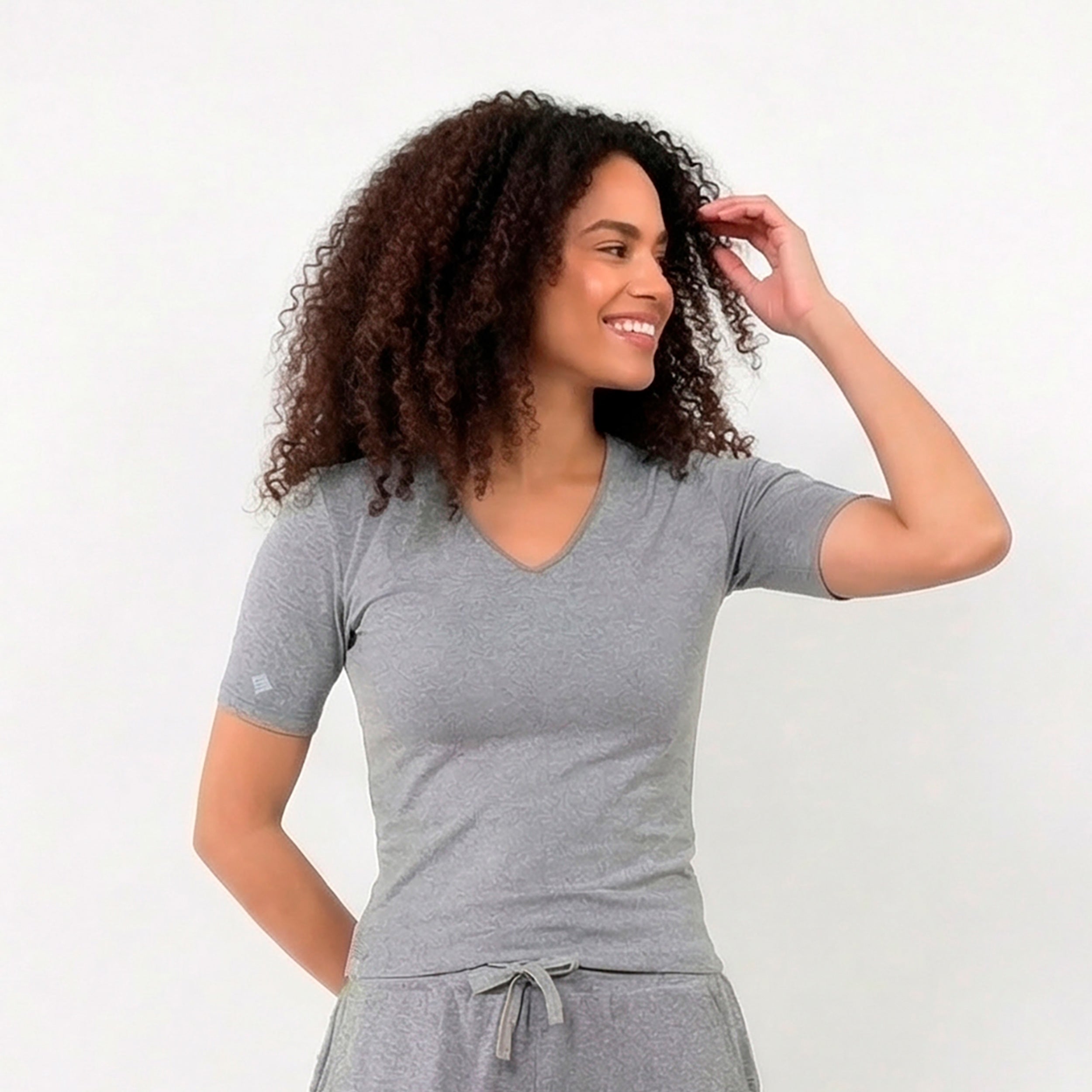 isotoner-t-shirt-manches-courtes-femme-gris-chin image 1