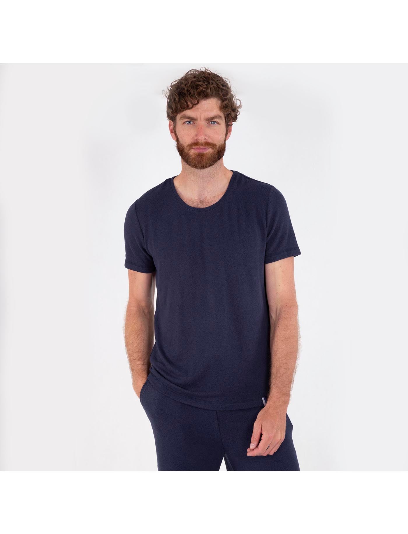 isotoner-t-shirt-manches-courtes-homme-marine-viscose-ecovero-ultra-doux image 6