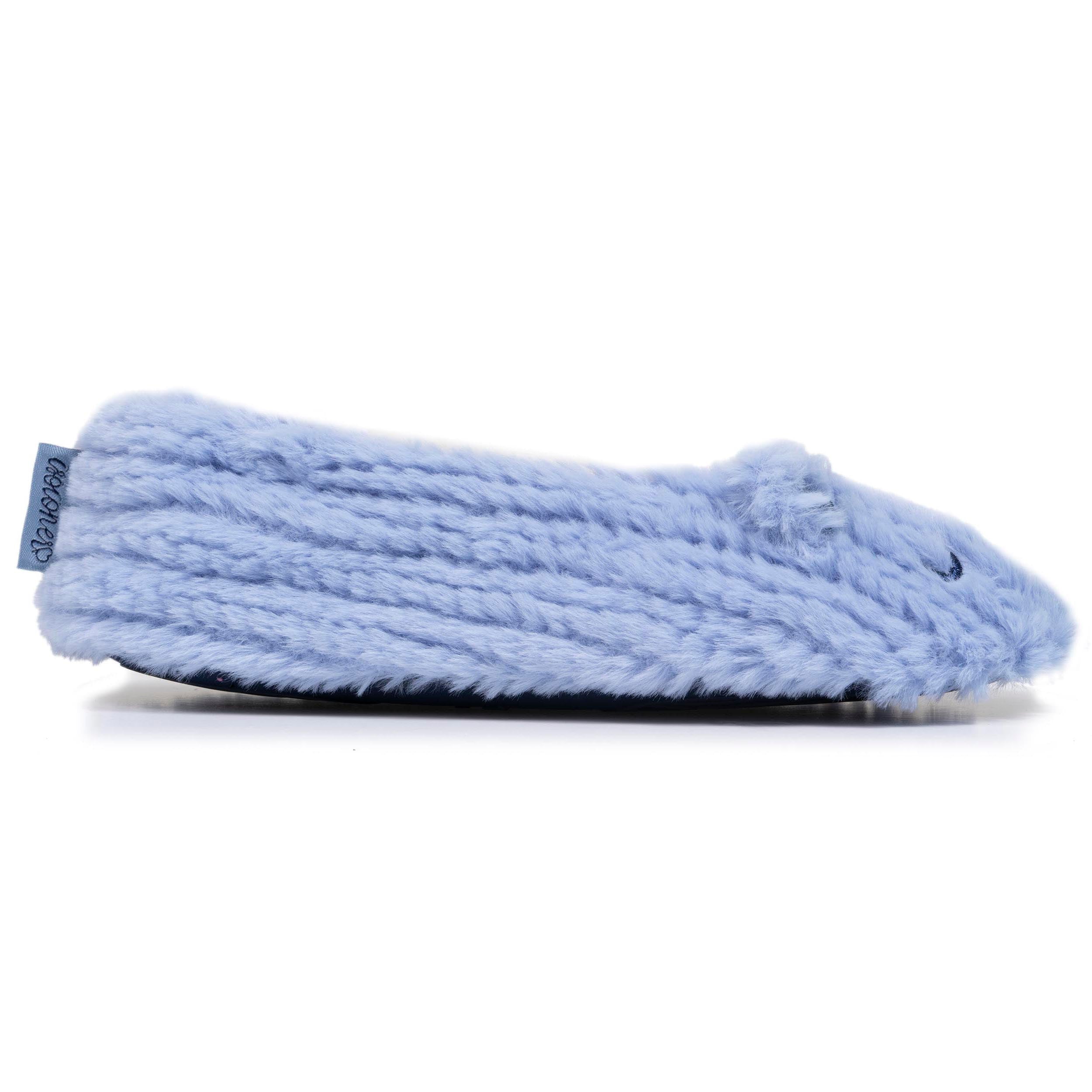 isotoner-chaussons-ballerines-femme-chat-bleu-fourrure-douce image 8