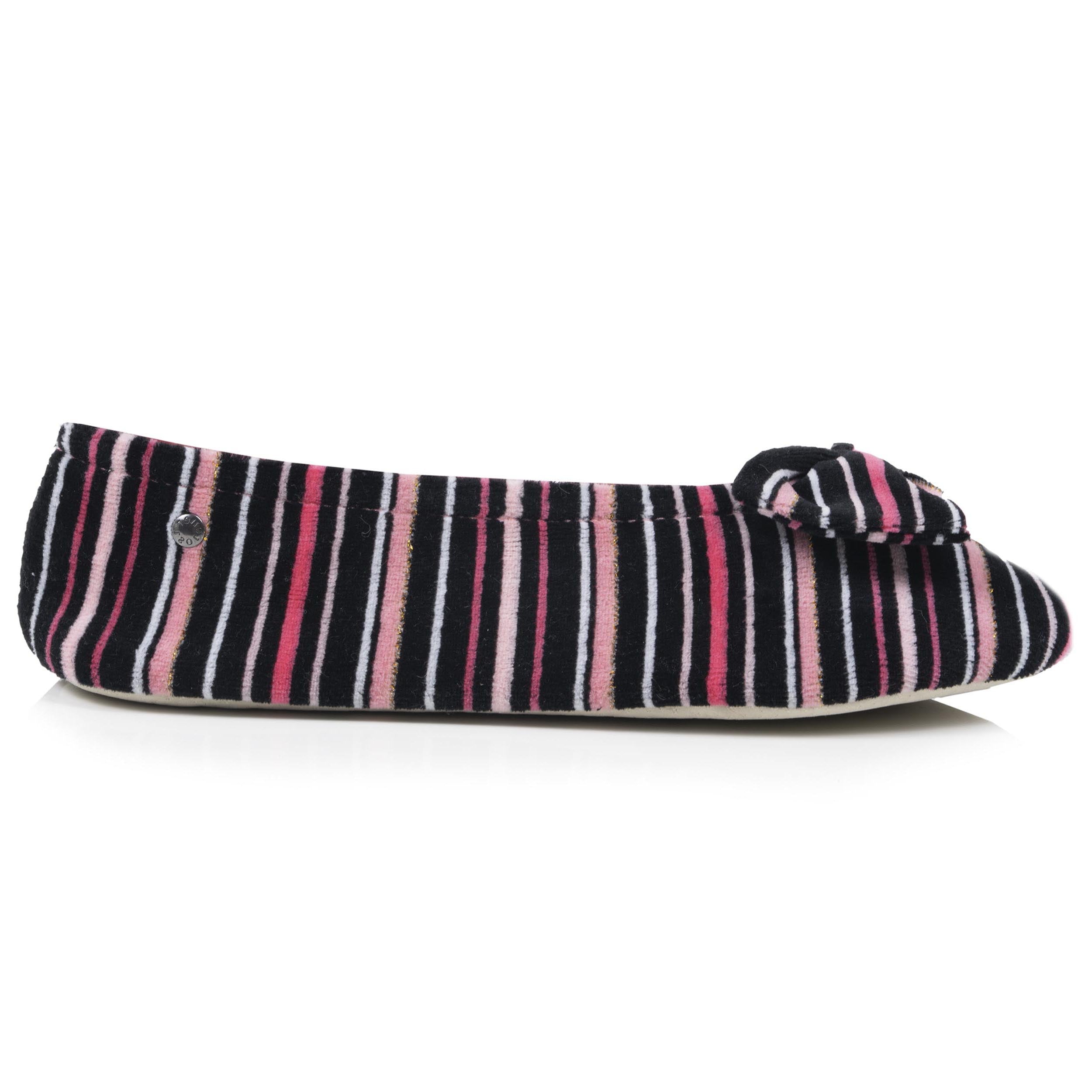 isotoner-chaussons-ballerines-femme-grand-n-ud-rayures-rose image 8
