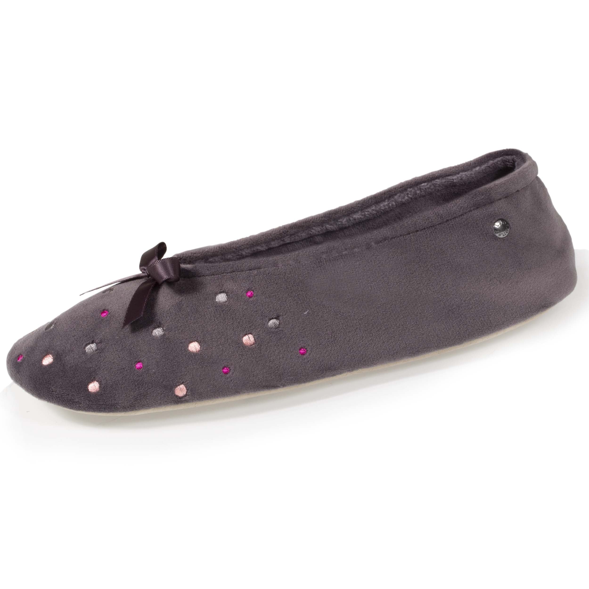 isotoner-chaussons-ballerines-femme-pois-brod-s image 1