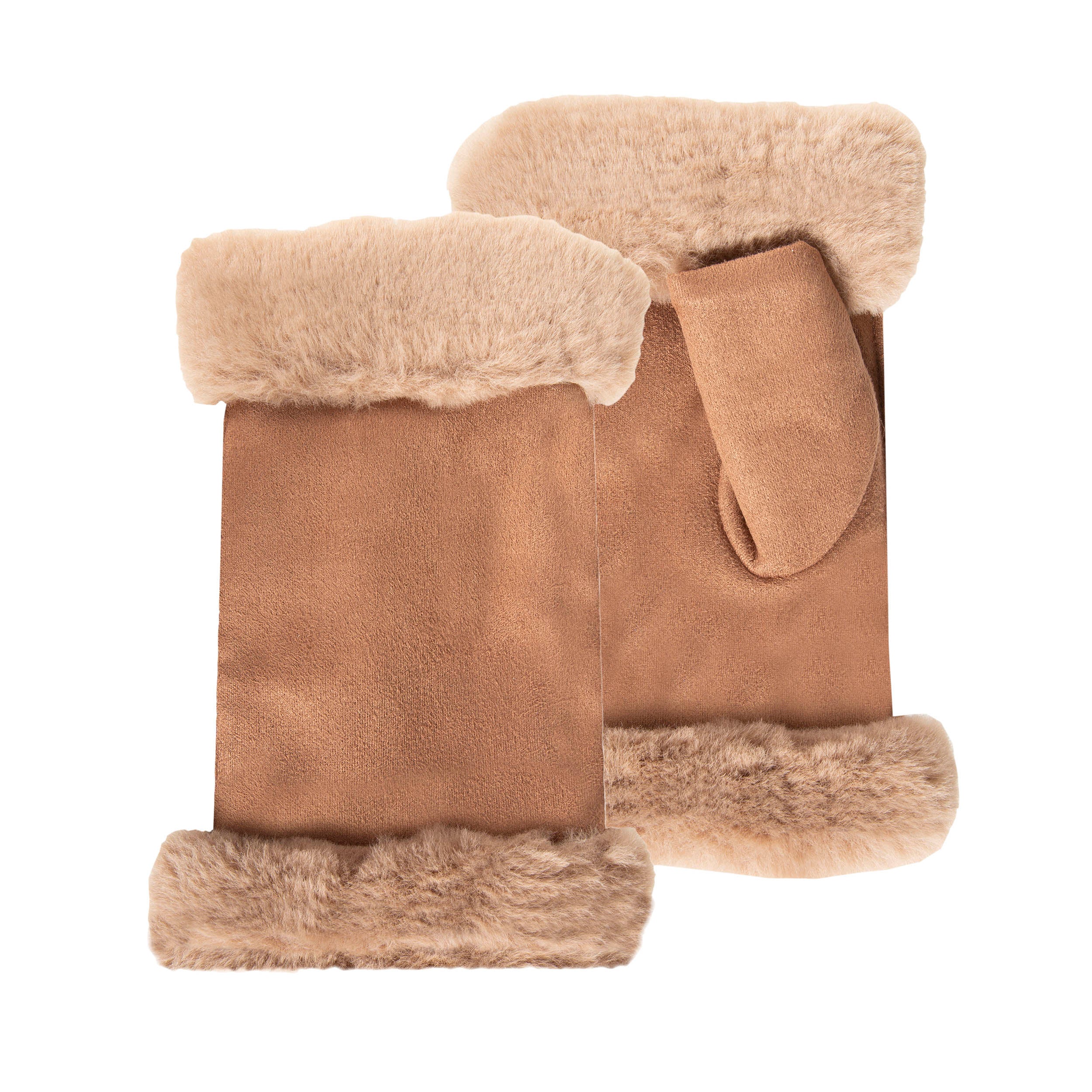 isotoner-mitaines-femme-bord-imitation-fourrure-camel image 1