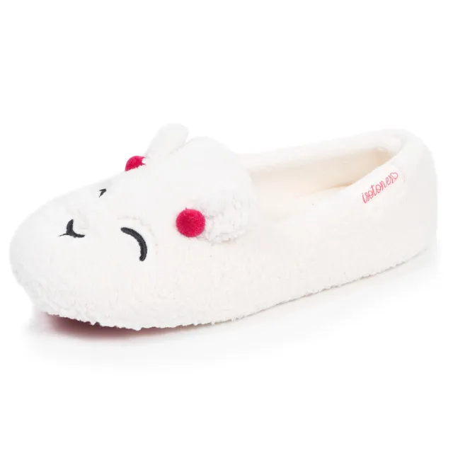 isotoner-chaussons-slippers-femme-sherpa-lama-ivoire-semelle-antid-rapante image 1