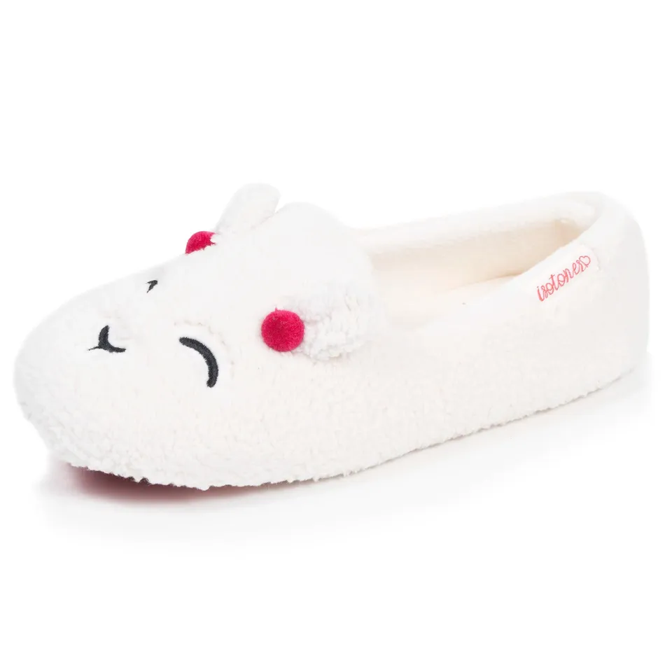 isotoner-chaussons-slippers-femme-sherpa-lama-ivoire-semelle-antid-rapante image 1