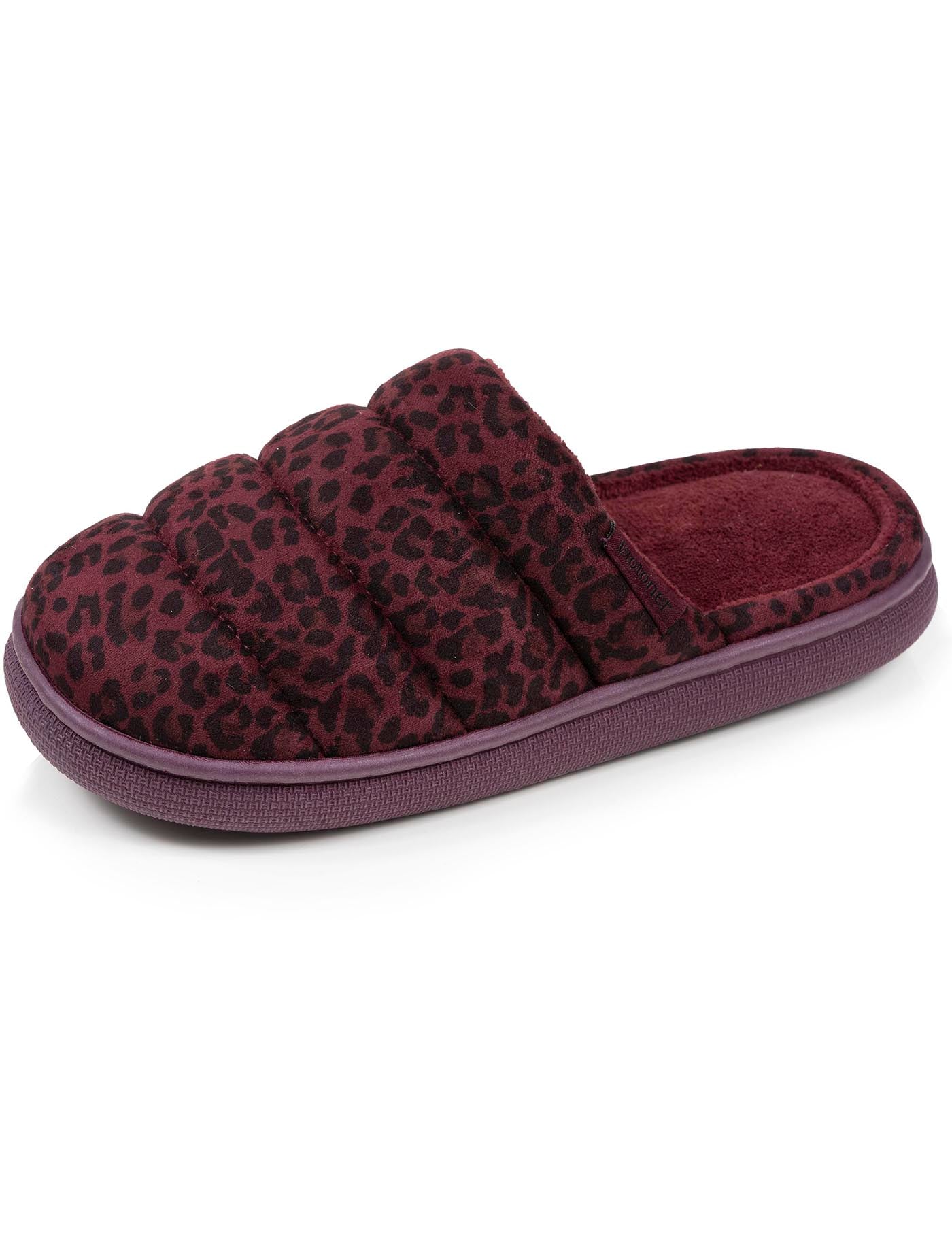 isotoner-chaussons-mules-femme-bloup-l-opard-bordeaux image 6