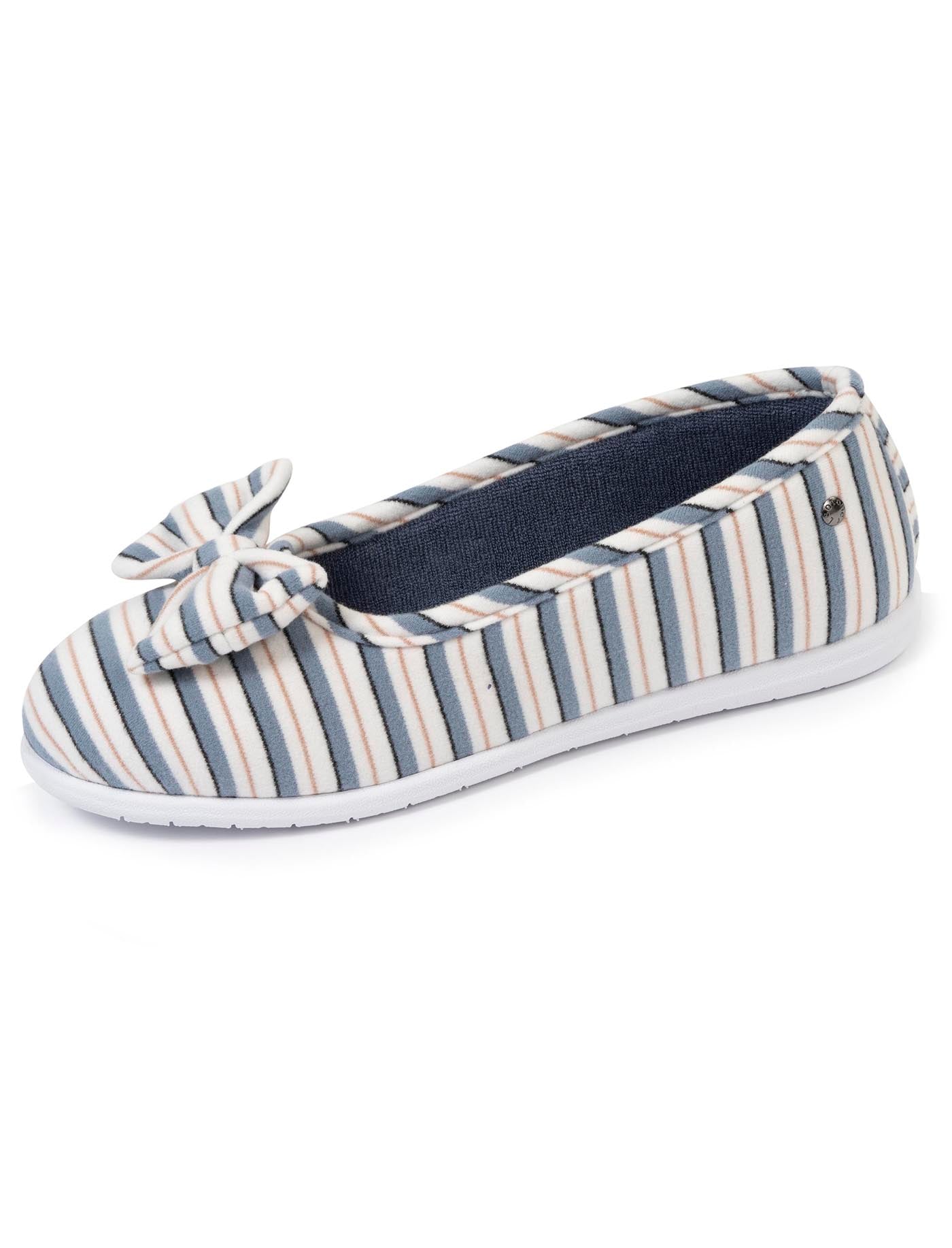 isotoner-chaussons-ballerines-femme-rayure-marini-re image 6