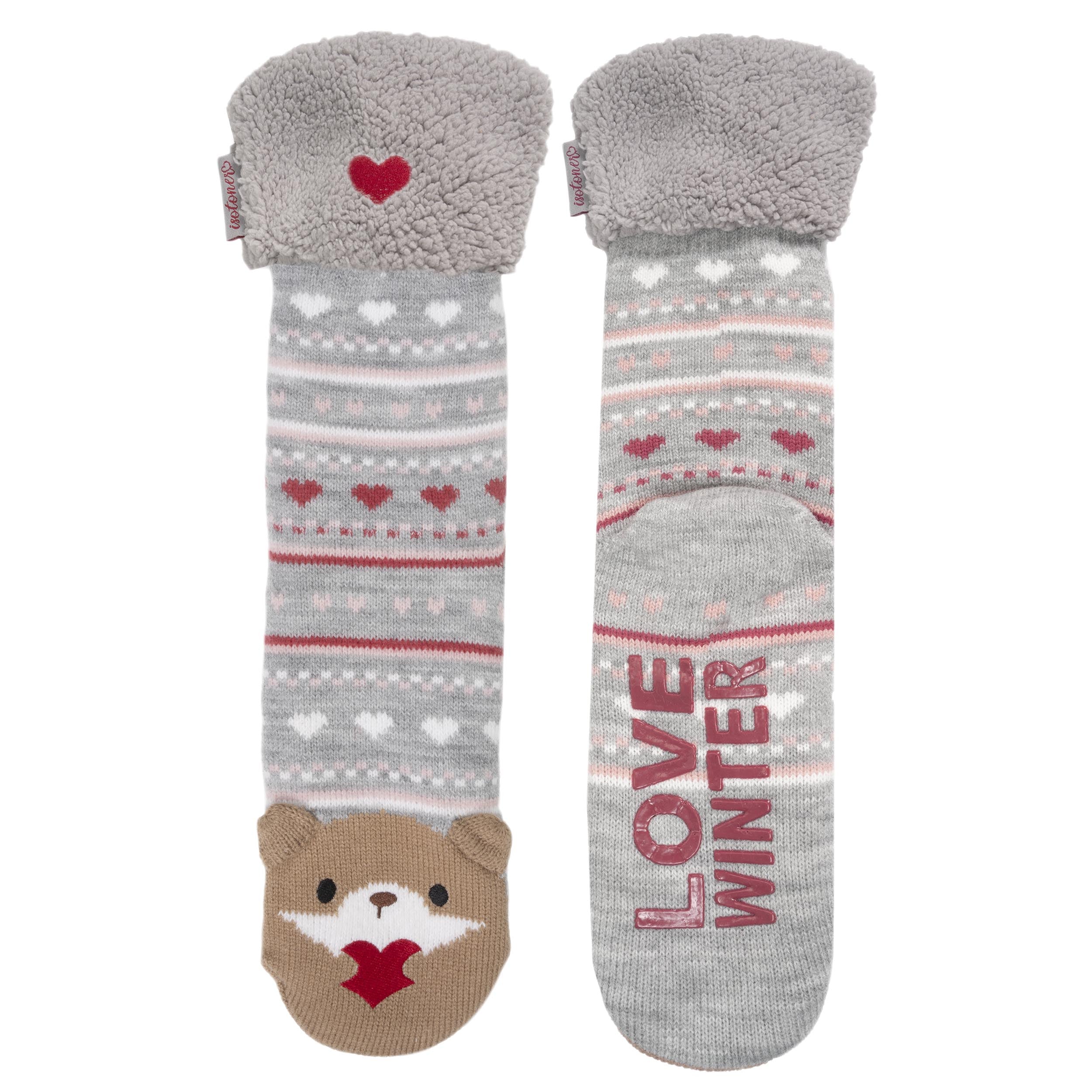 isotoner-chaussettes-fourr-es-femme-jacquard-gris-loutre image 3