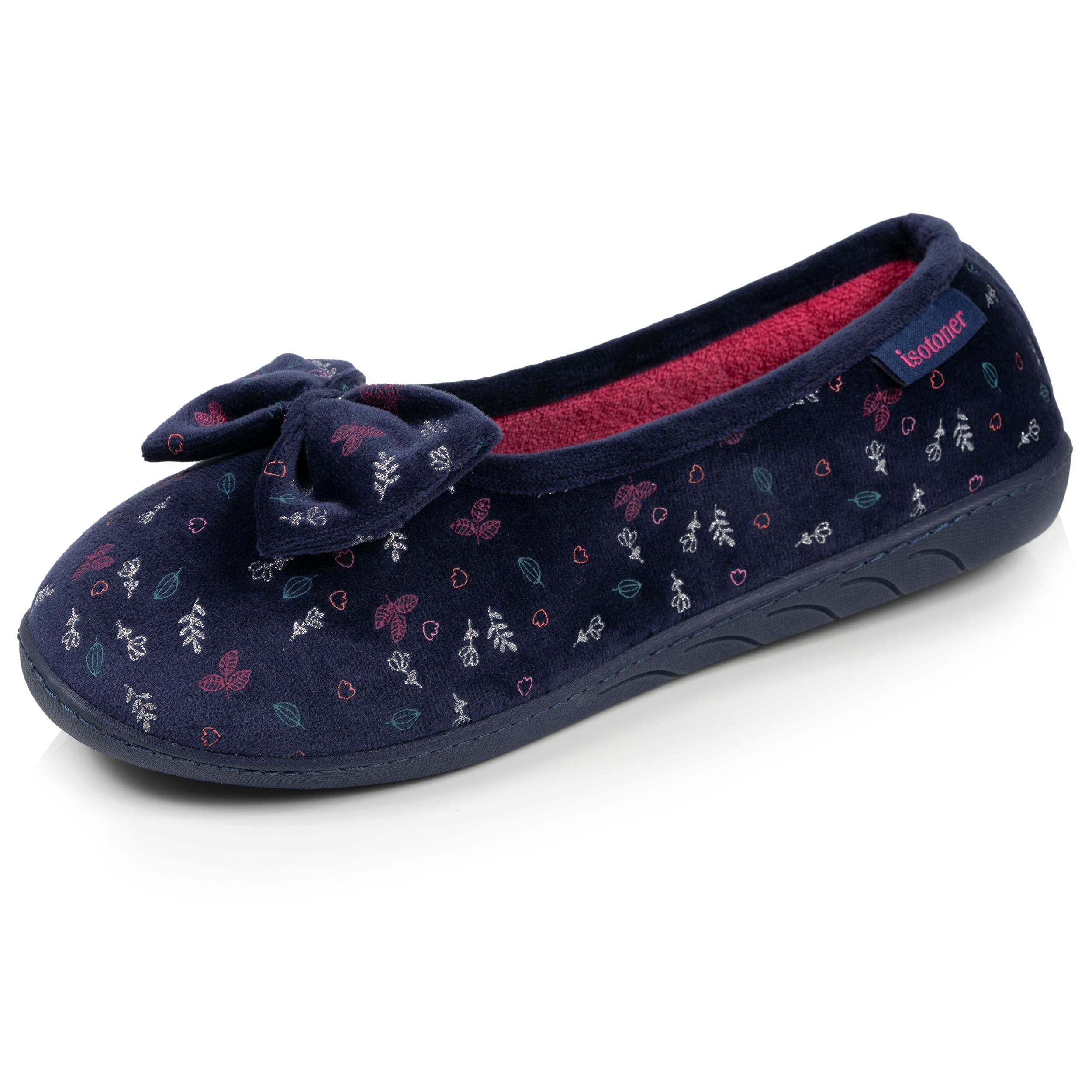 isotoner-chaussons-ballerines-femme-marine-m-moire-de-forme-2 image 1