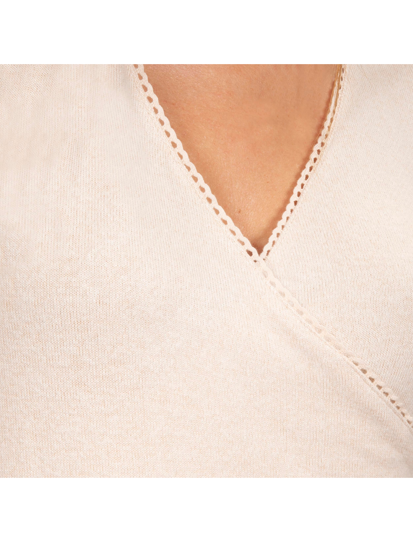 isotoner-t-shirt-cache-c-ur-femme-beige-dentelle image 7
