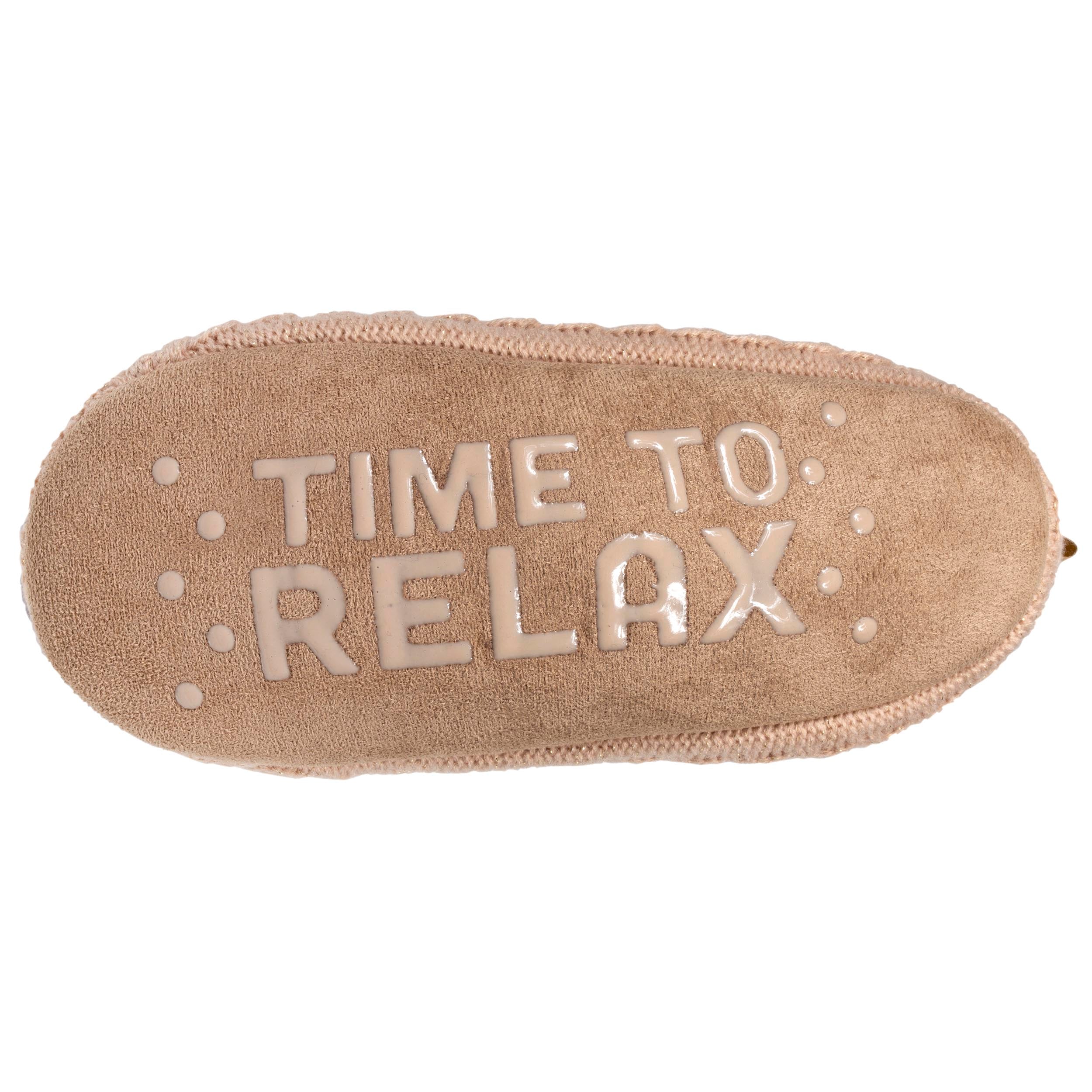 isotoner-chaussettes-chaussons-femme-pompons-sherpa-beige image 5