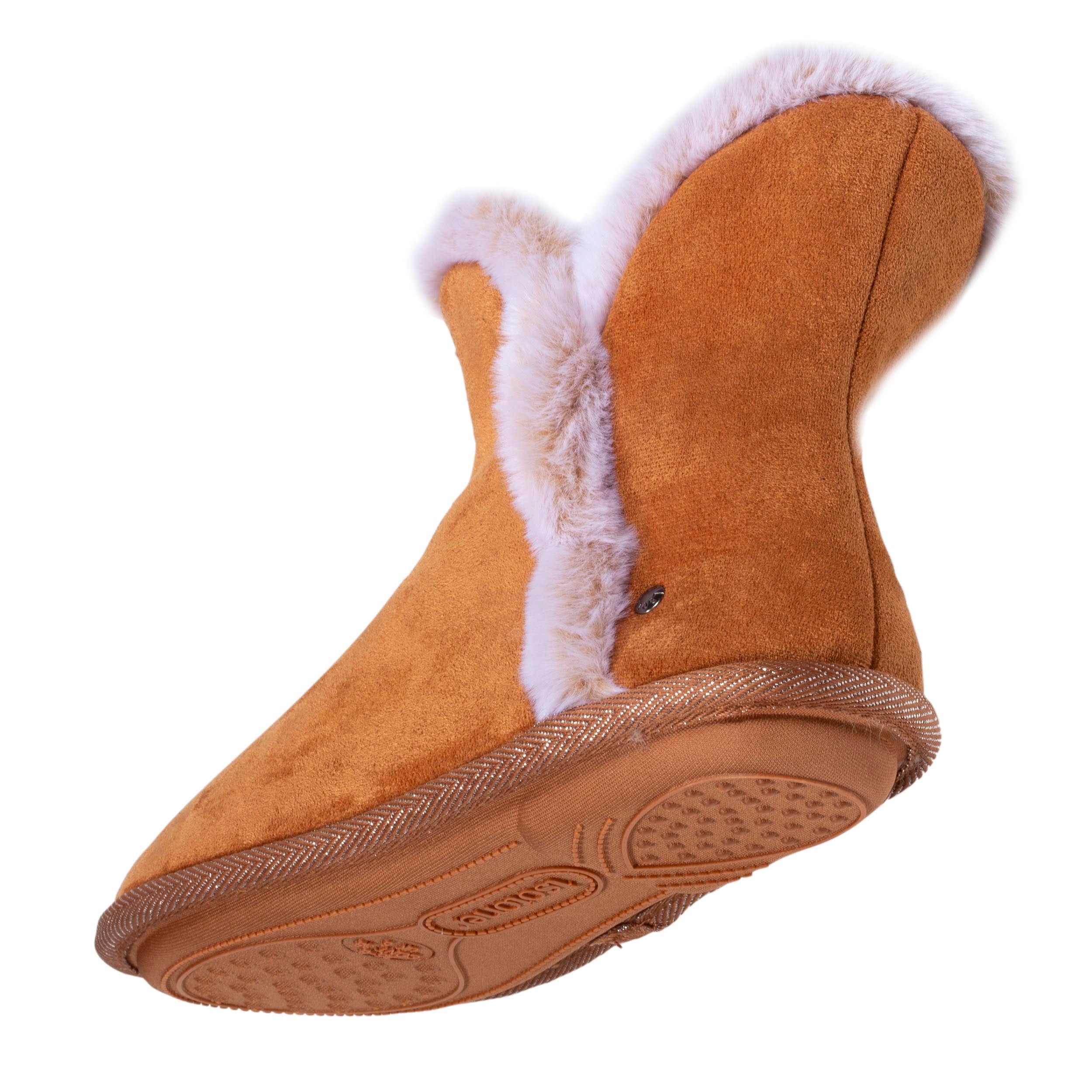 isotoner-chaussons-bottillons-femme-su-dine-camel-fourrure image 5