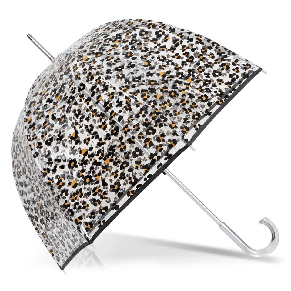 isotoner-parapluie-cloche-transparent-pvc-l-opard-noir image 1