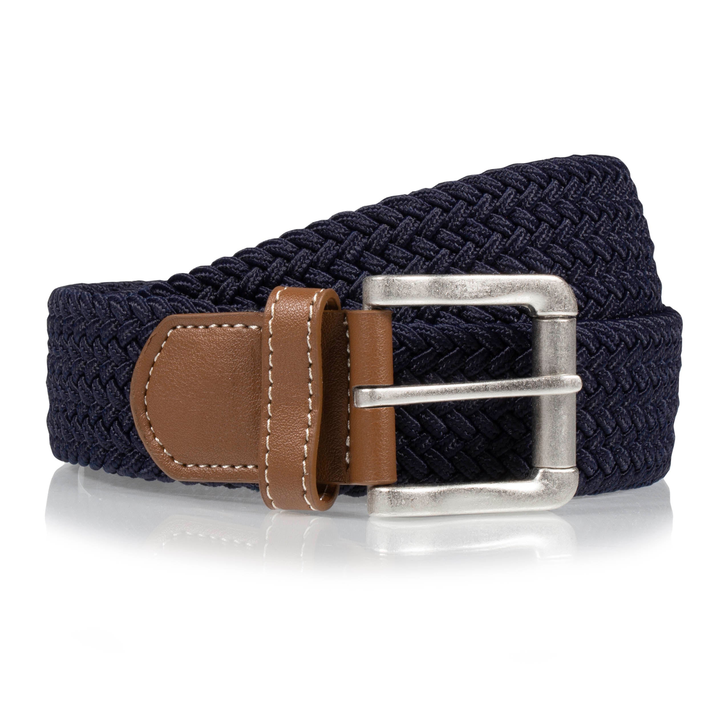 isotoner-ceinture-homme-tissu-tress-marine-3-5-cm-d-tail-camel image 1