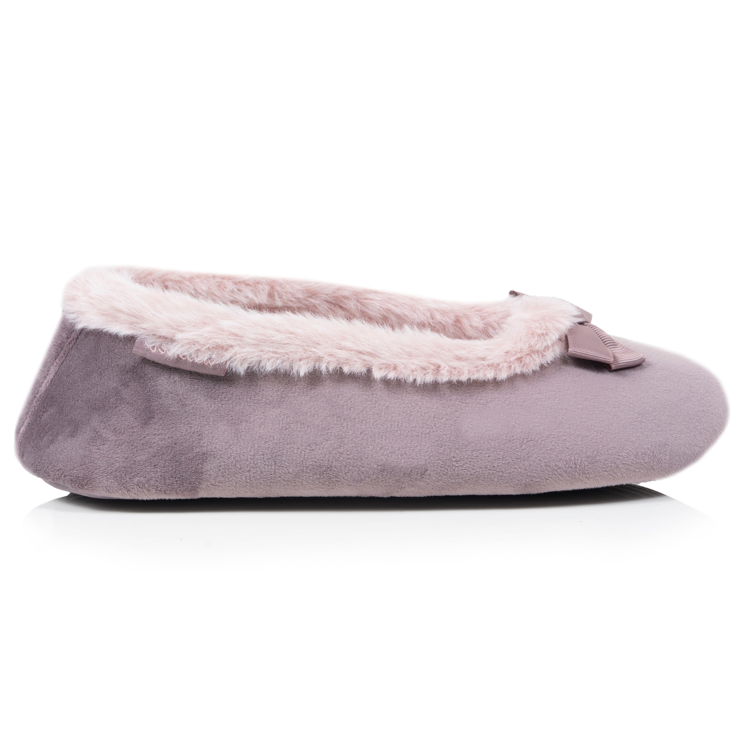 isotoner-chaussons-ballerines-femme-microvelours-taupe image 8