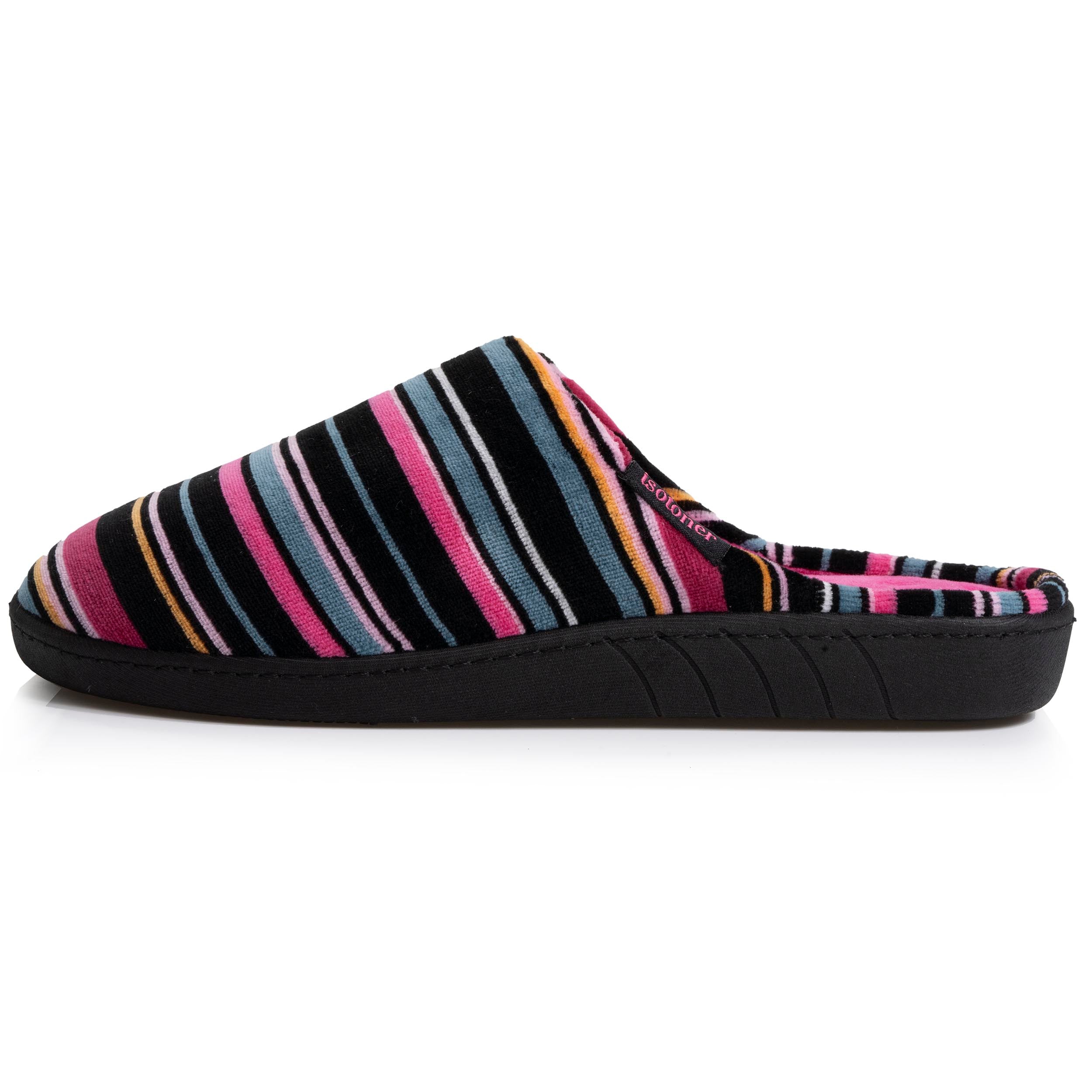 isotoner-chaussons-mules-femme-rayures-roses-m-moire-de-forme image 4