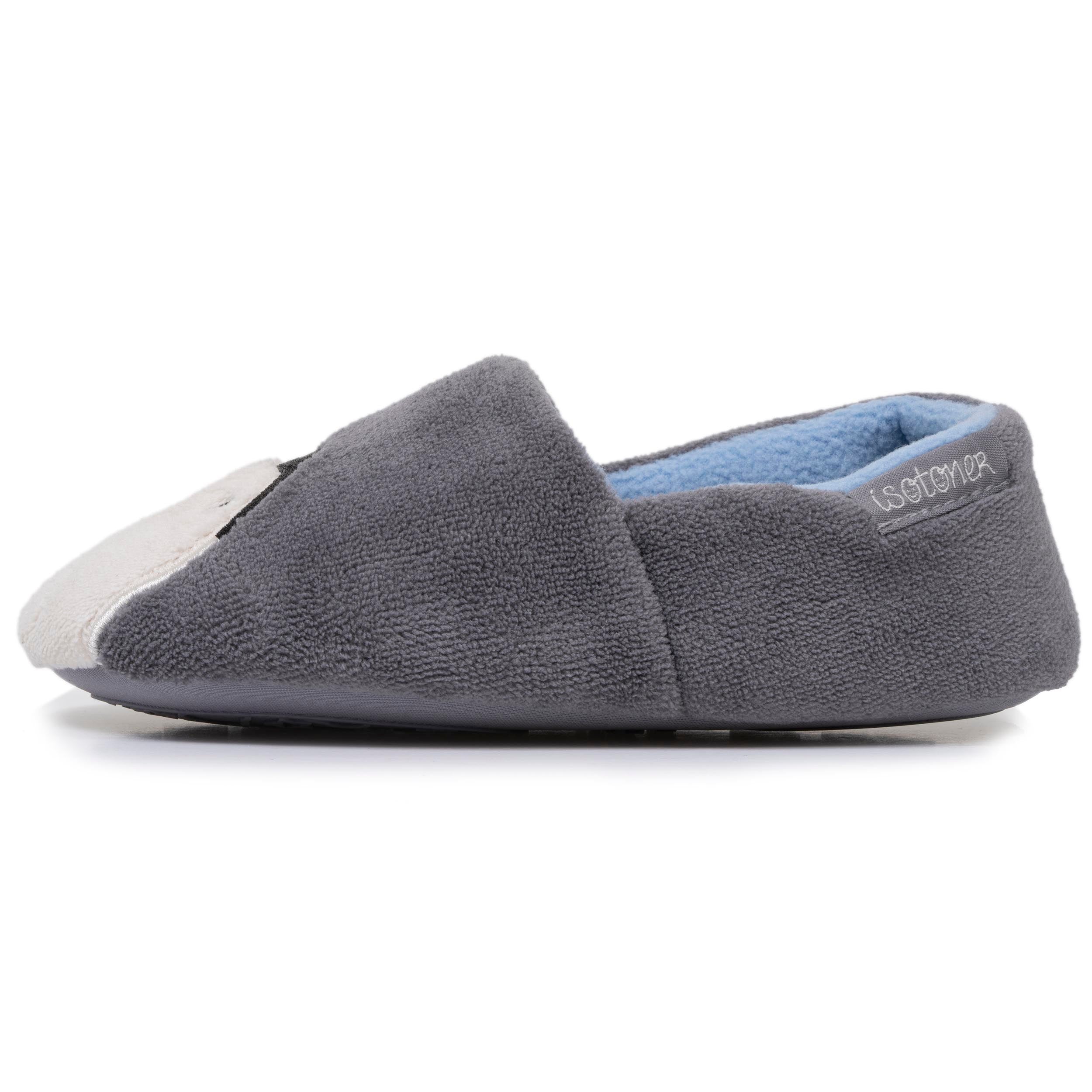 isotoner-chaussons-slippers-enfant-gris-pingouin-blanc image 3