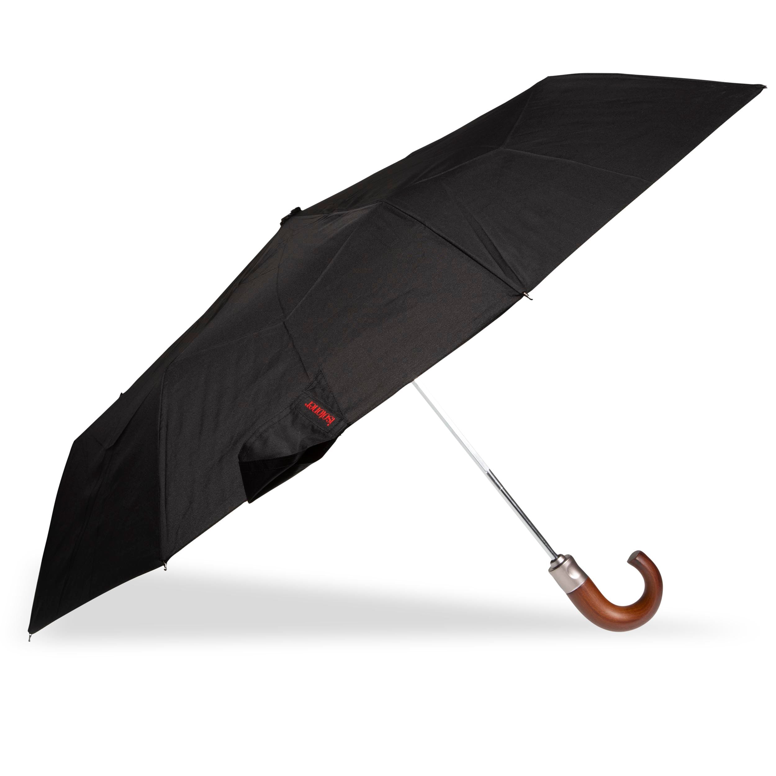 isotoner-parapluie-crook-bois-x-tra-solide-noir-deluxe image 3