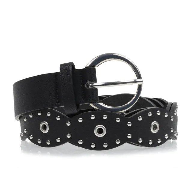 isotoner-ceinture-femme-rock-noir-cuir-clout-e-3-cm image 1