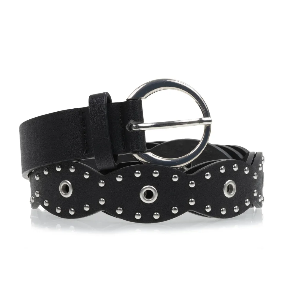 isotoner-ceinture-femme-rock-noir-cuir-clout-e-3-cm image 1