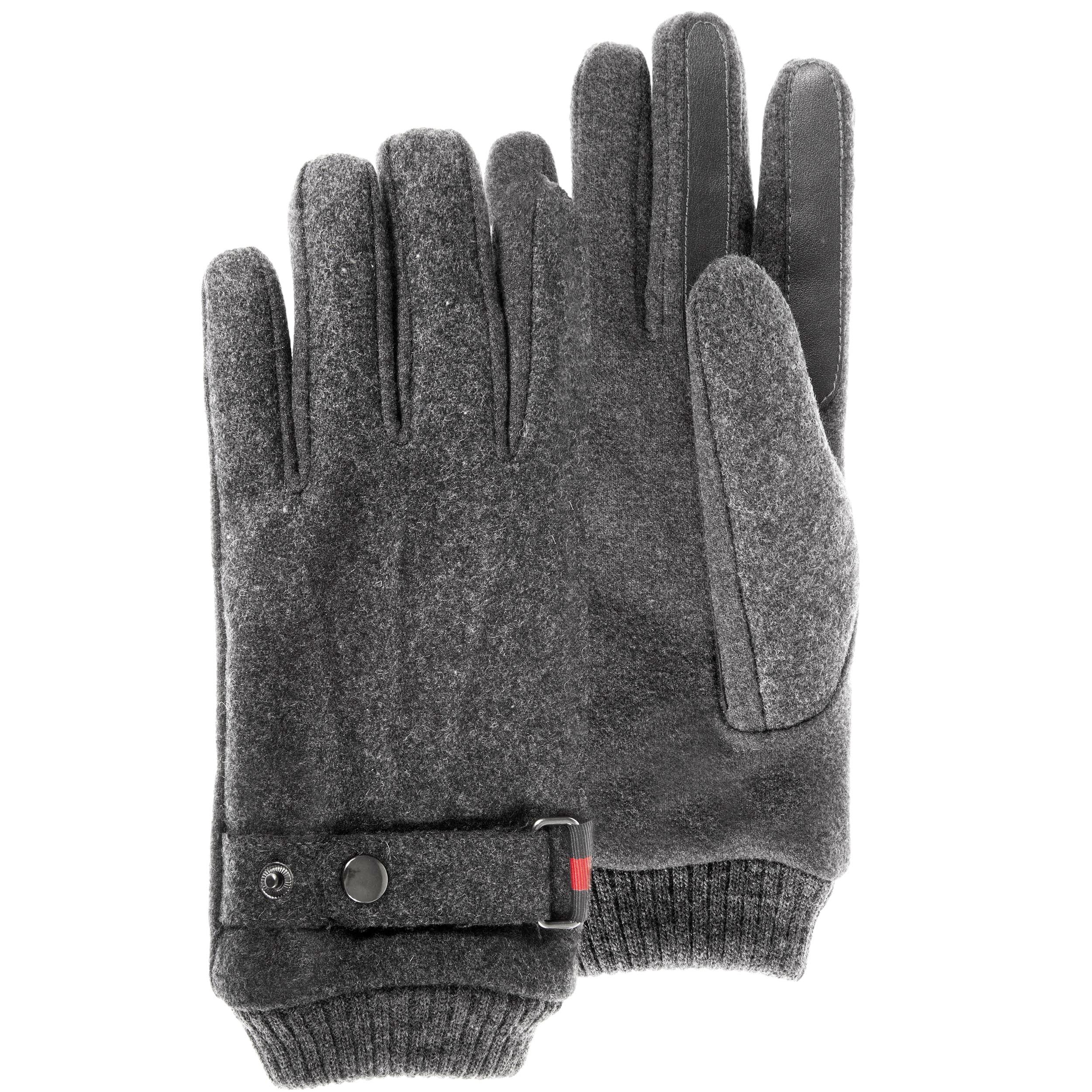 isotoner-gants-homme-tissu-lain-gris-chin-tactiles image 1